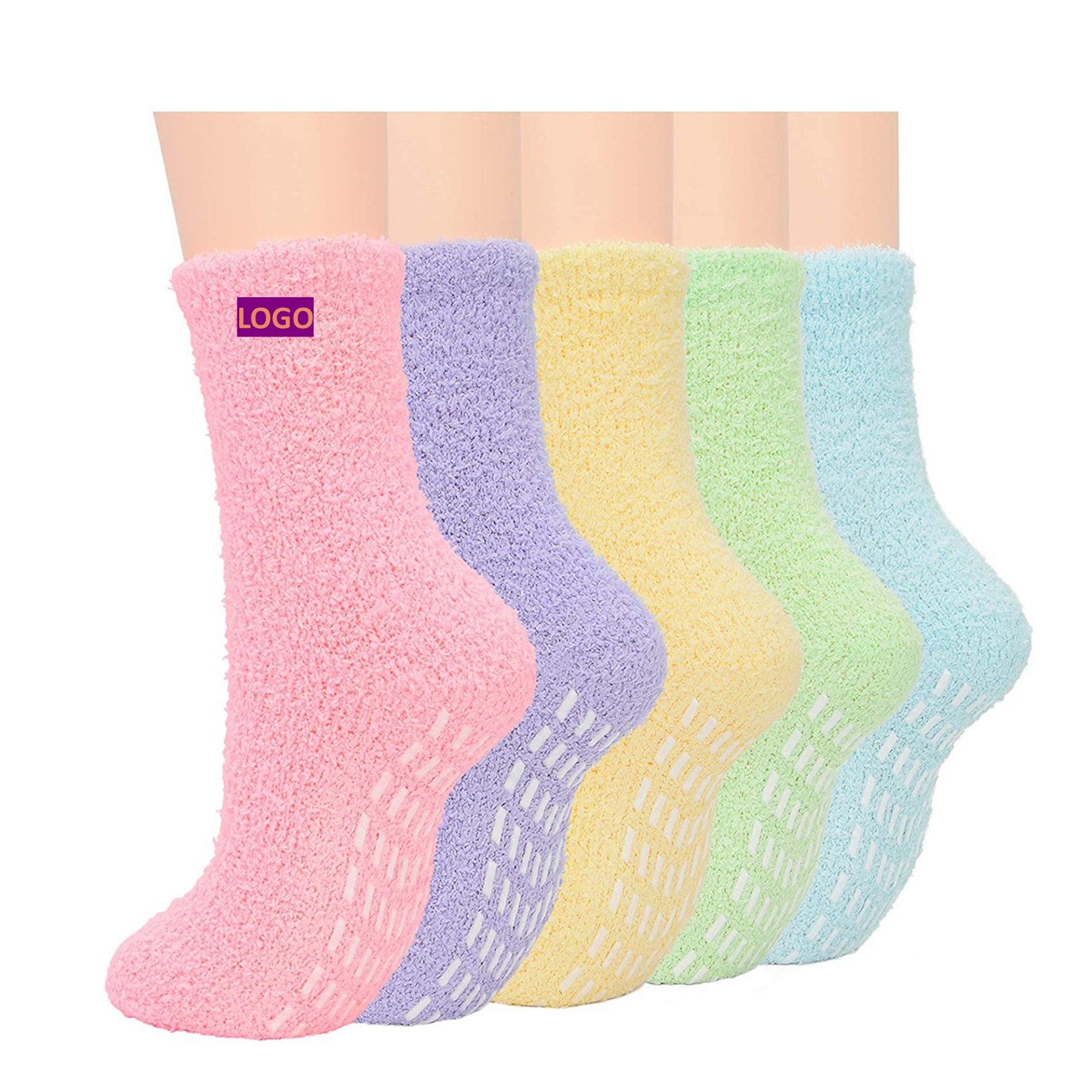 Non-Slip Fuzzy Socks 5 Colors One Packing 2
