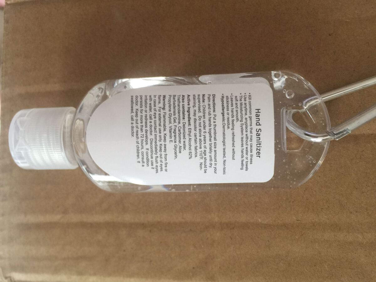 2OZ Hand Sanitizer Gel With Carabiner Clip 1