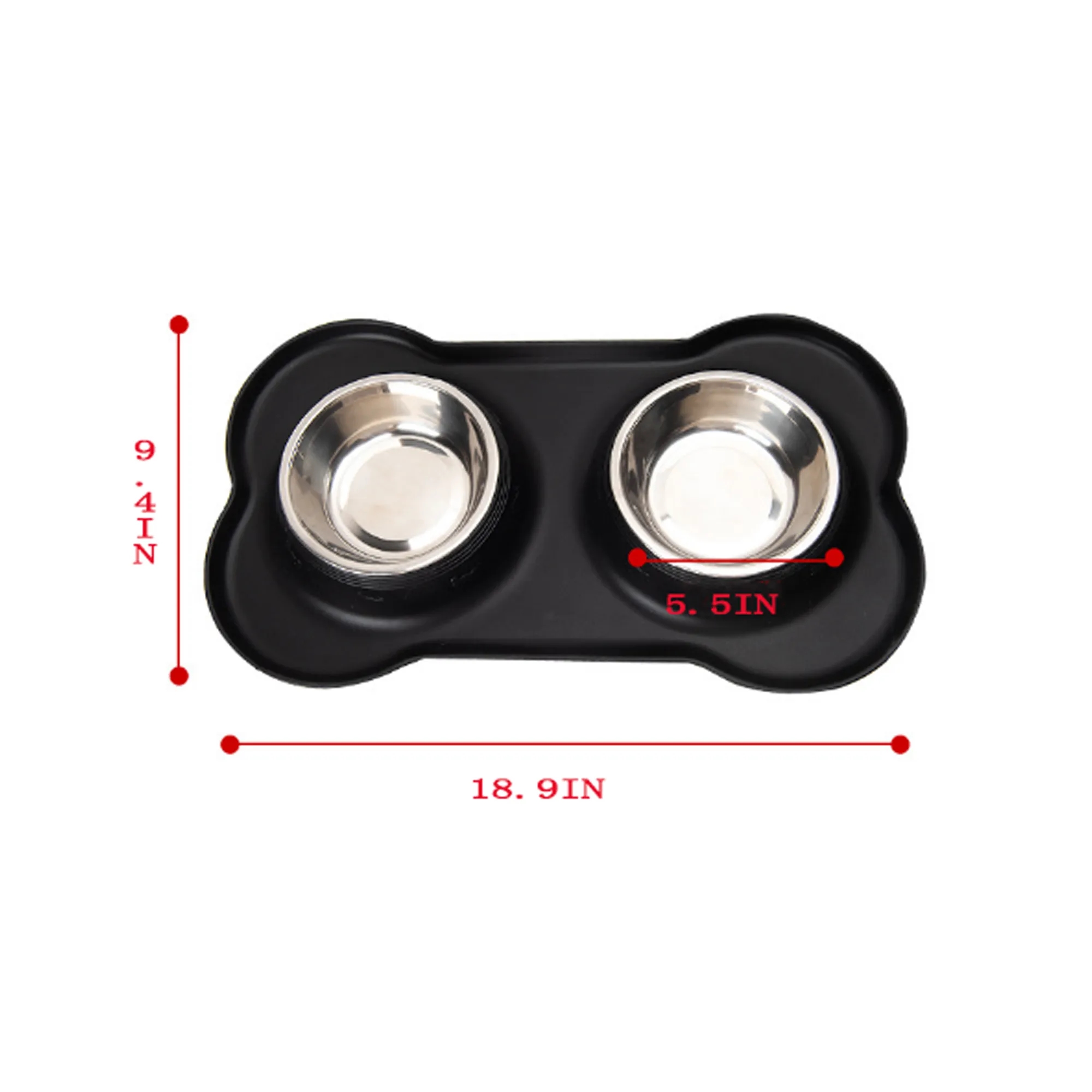 2PCS Stainless Steel Pet Bowls + Silicone Plates 5