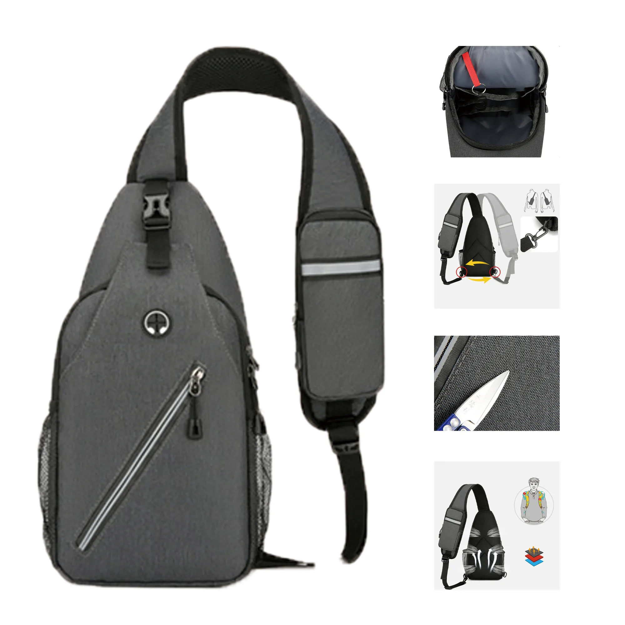 In Stock Crossbody Sling Bag Travel Hiking Chest Bag 4