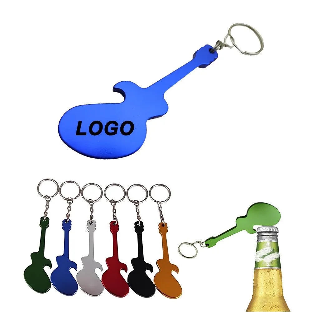 Guitar Shaped Aluminum Bottle Opener with Key Chain 5