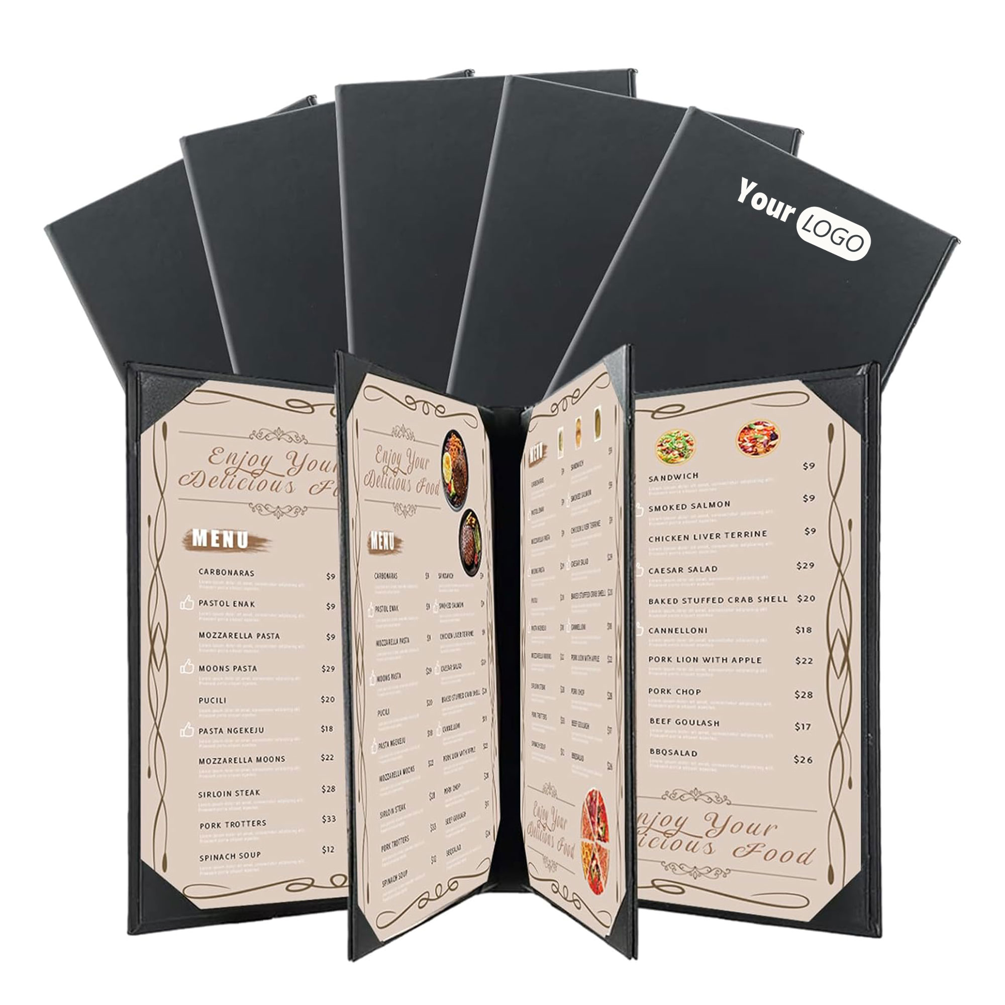 Menu Holder Covers Book Style with Angled Corners 2
