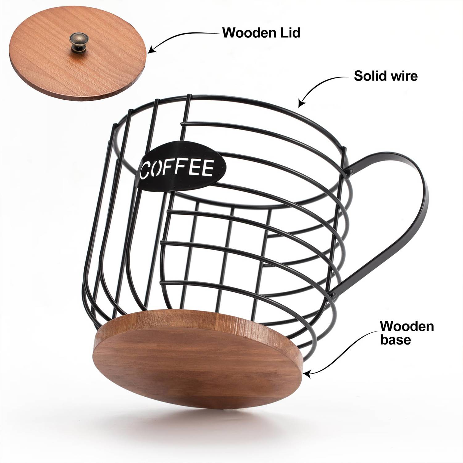 Coffee Pod Holder W/ Wooden Lid 4