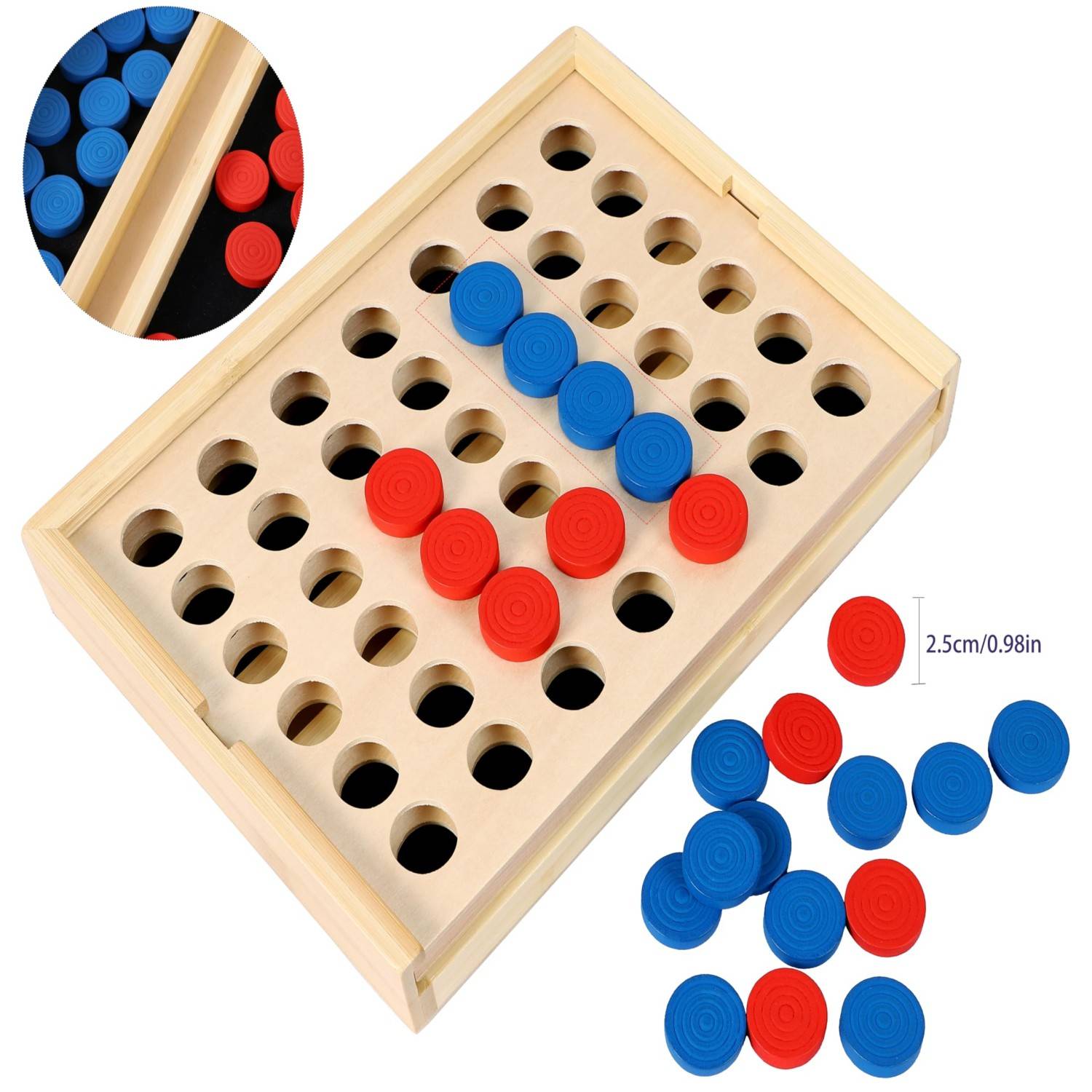 Kids Classic Wooden Connect 4 Board Game 6