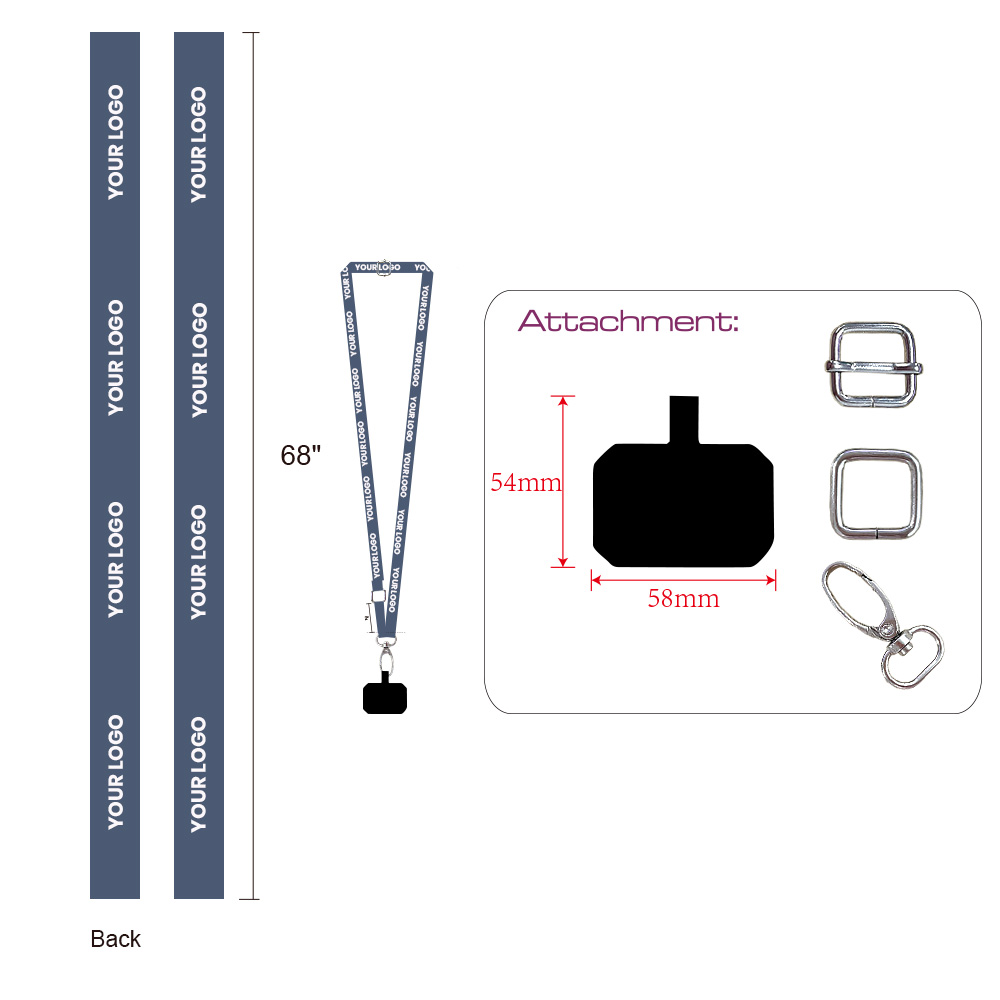 1/2" Polyester Adjustable Cell Phone Lanyard 8