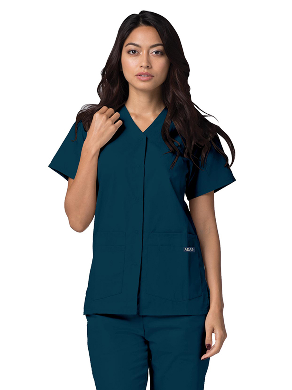 Adar - Universal - Women's Double Pocket Snap Front Top 3