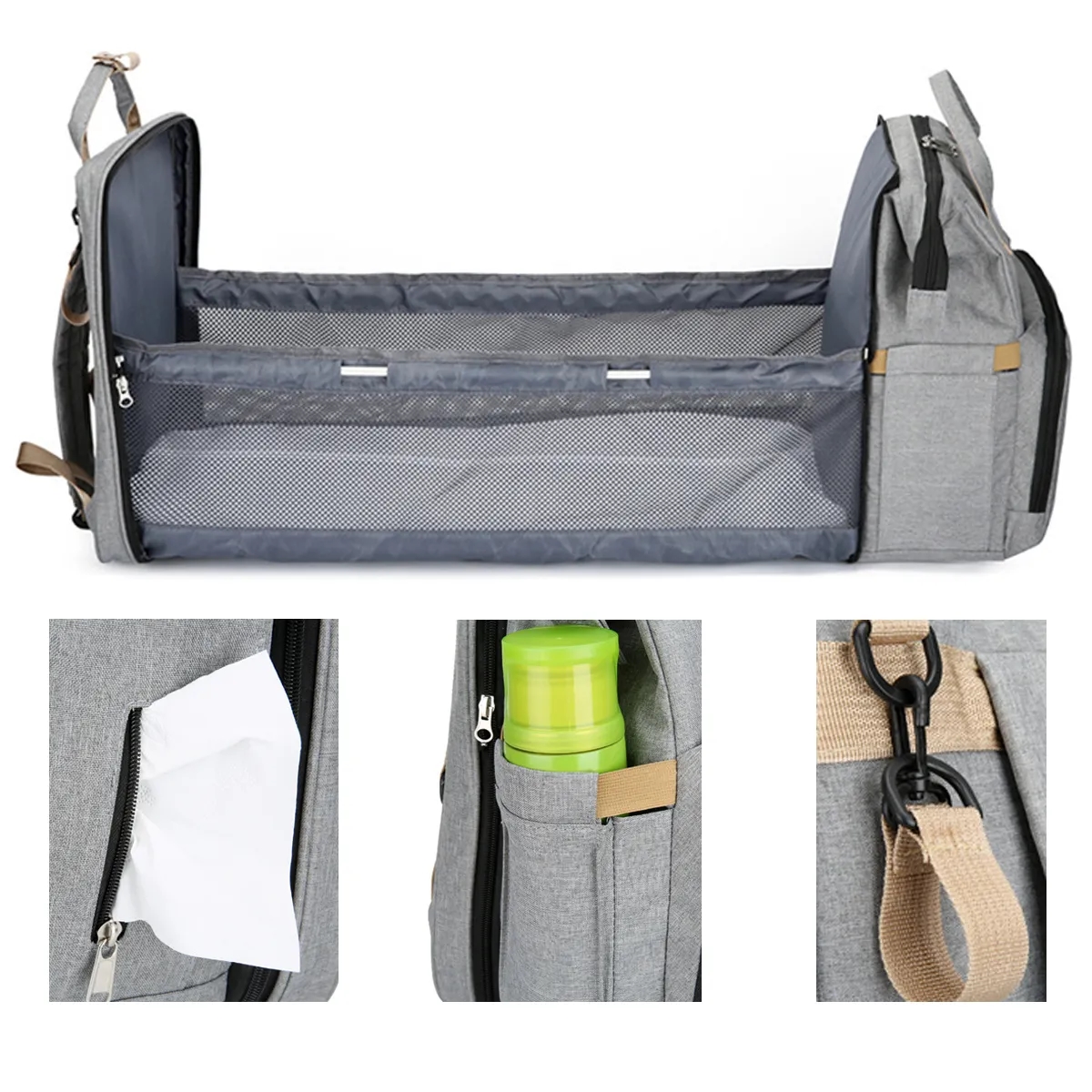 Diaper Bag Backpack Tote W/ Portable Changing Pad&Station 6