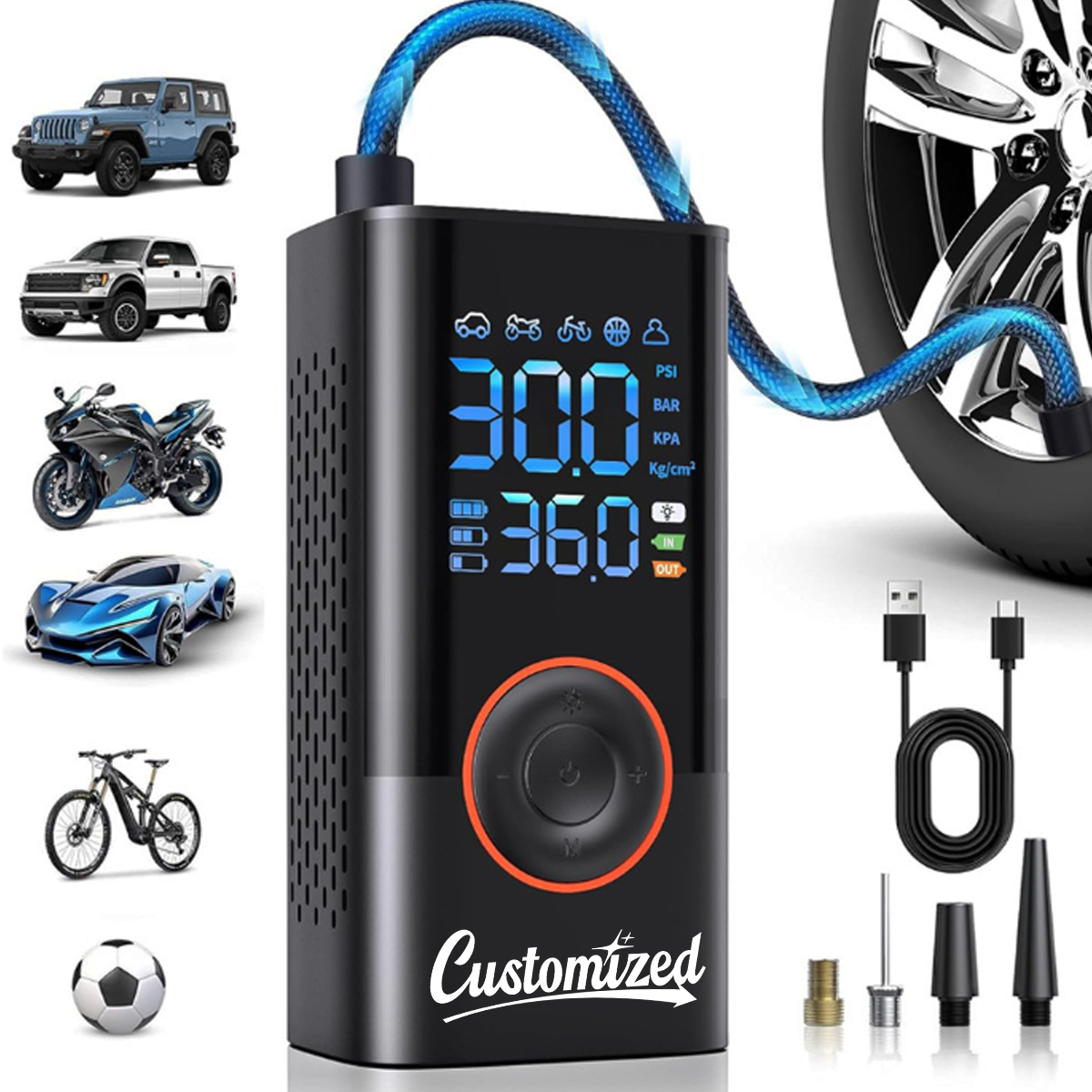 Portable Digital Tire Inflator Pump with USB Charging 7