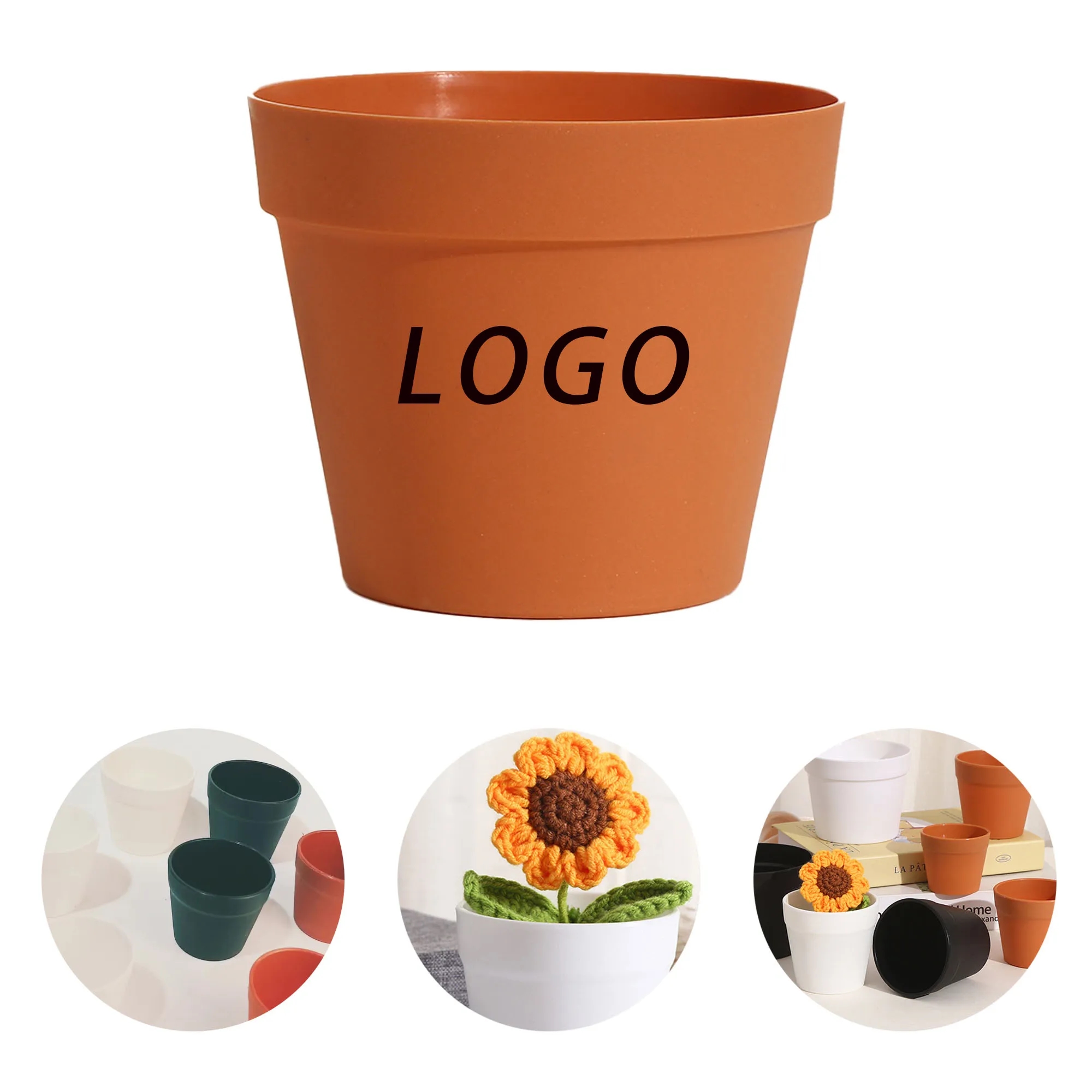Plastic Flower Pot With Logo For Planting