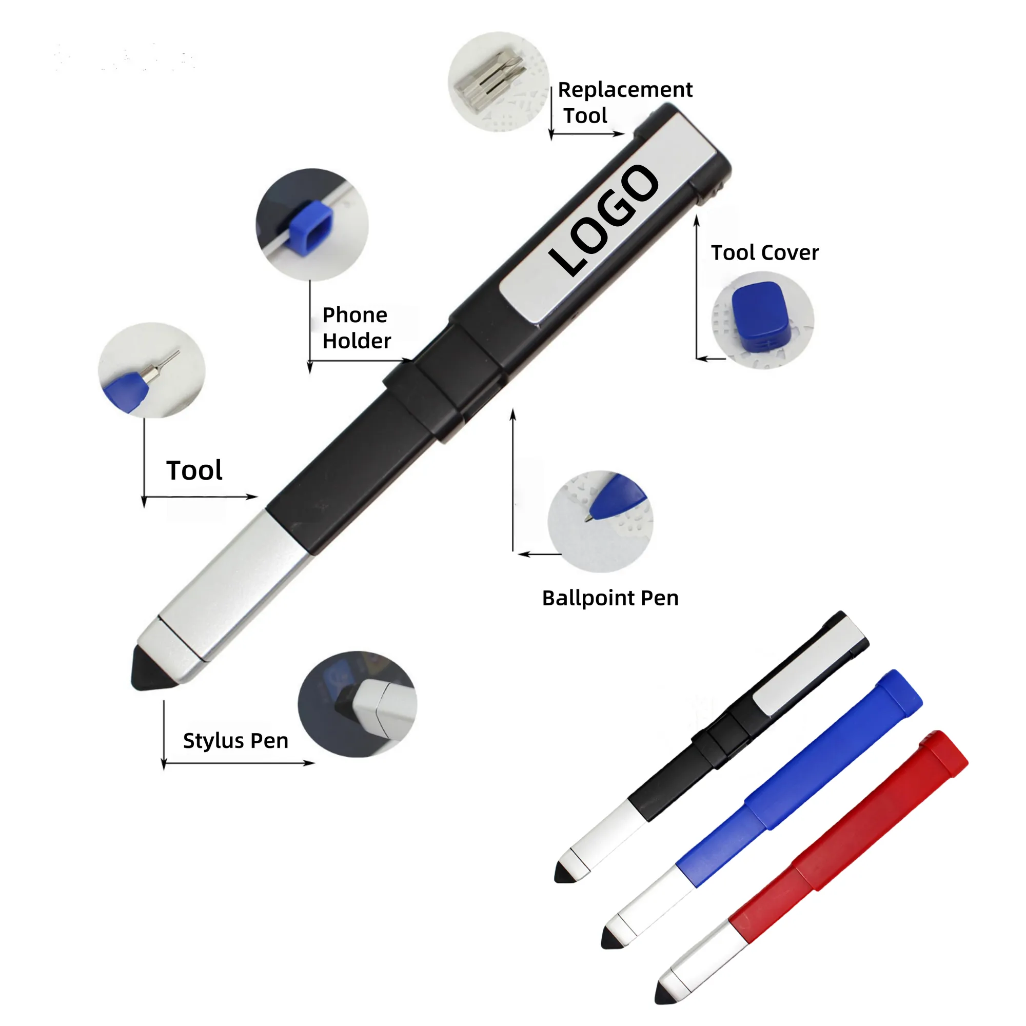 3-in-1 Tool Ballpoint Pen: Stylus Screwdriver Phone Holder 4