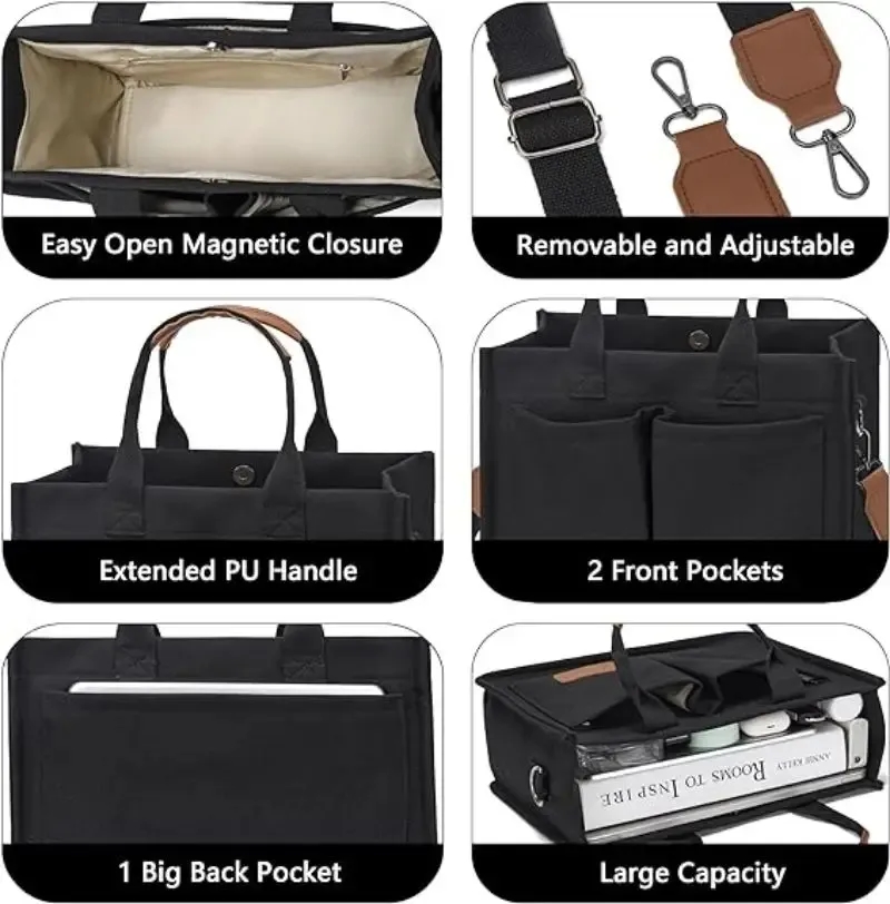 Custom Large Multi Pocket Tote, custom tote bag with logo imprint 4