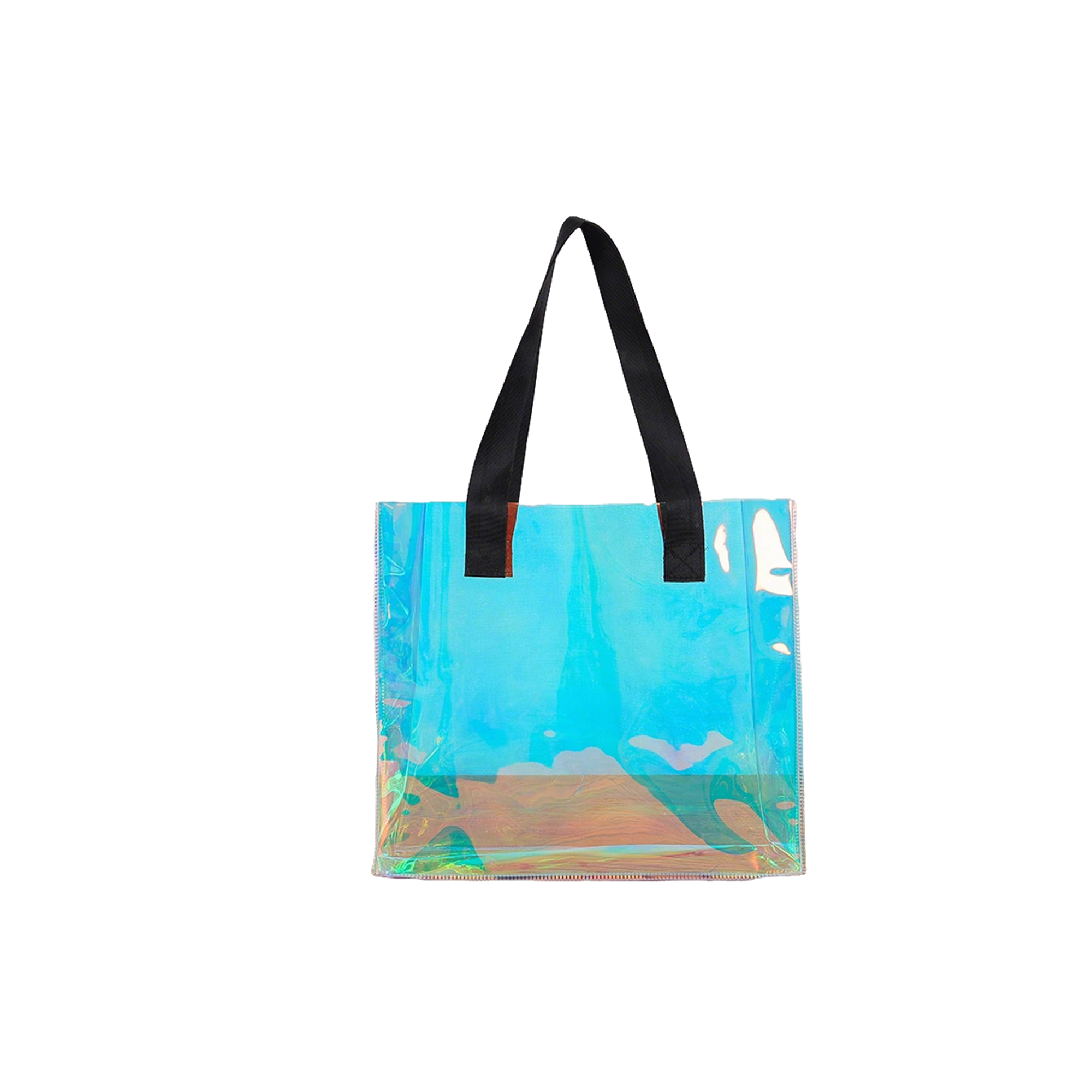 Transparent PVC Iridescent Gift Tote 14.2" x 14.2" x 3.5" 5