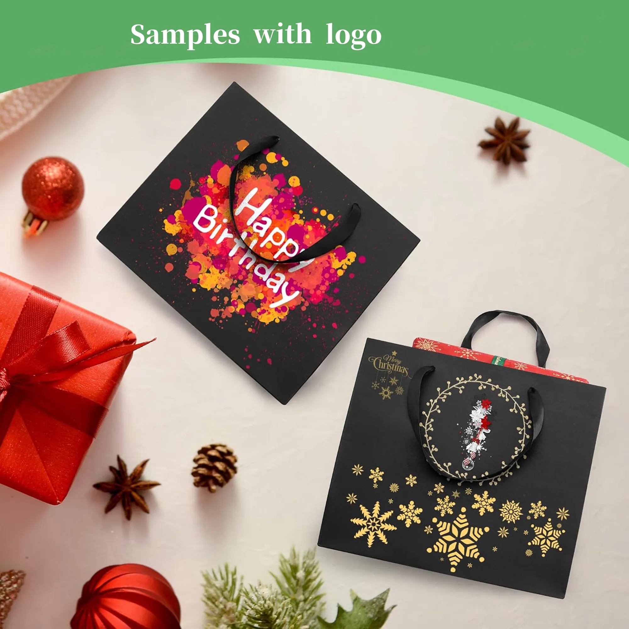Black Large Paper Gift Bags With Handles 10