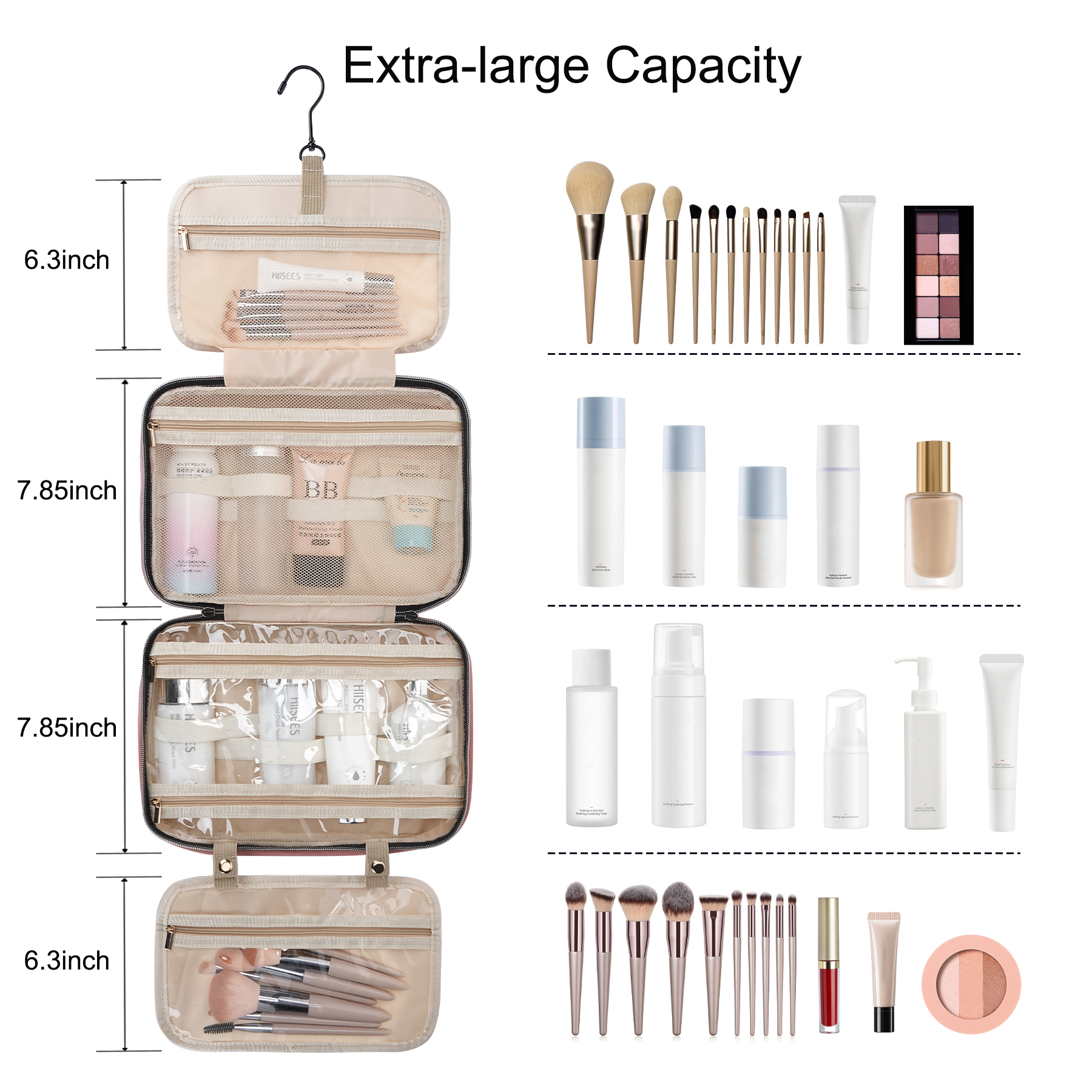 Premium Water-Resistant Nylon Hanging Toiletry Bag 7