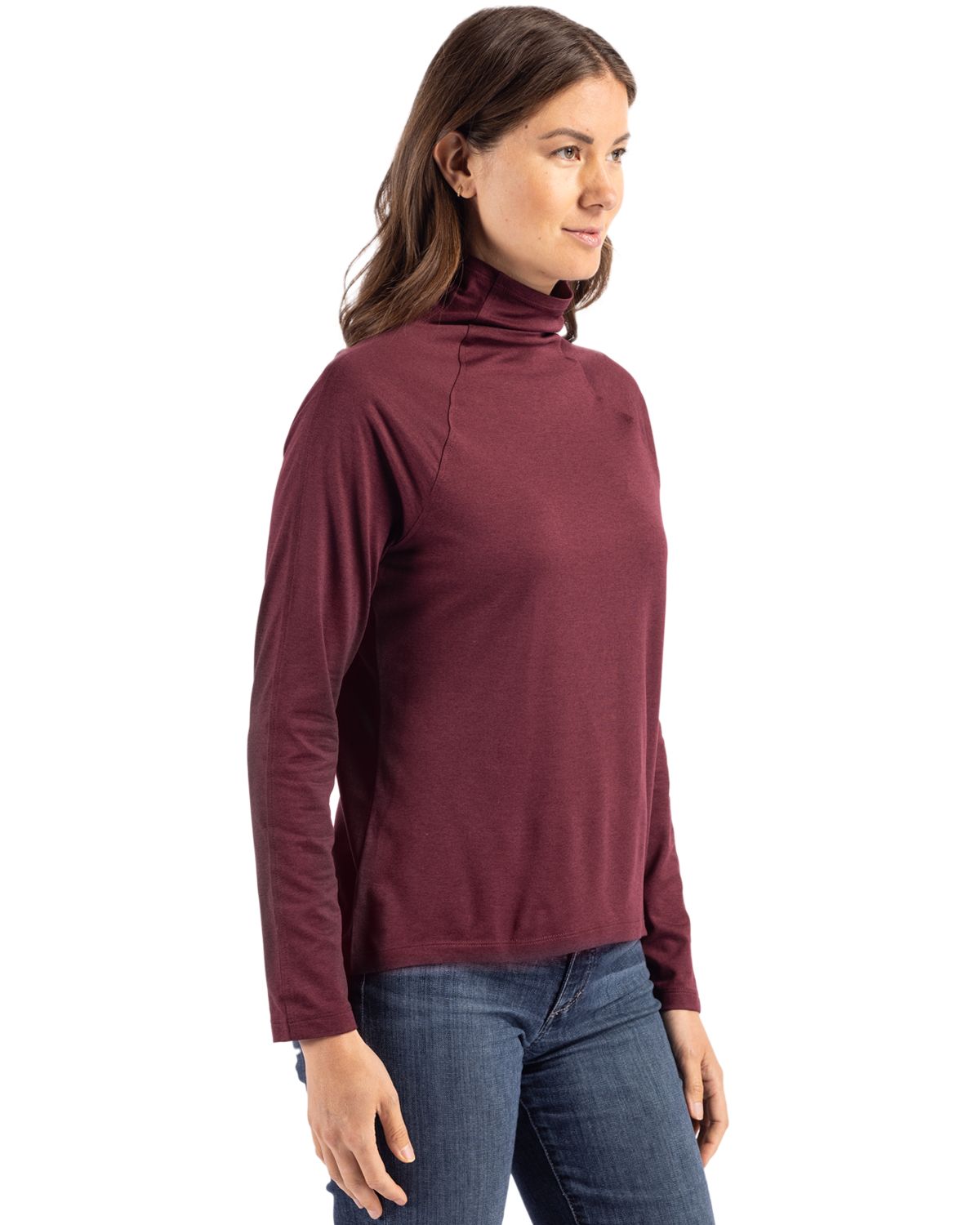 Cutter & Buck Coastline Recycled Double Peached Womens Funnel Neck Pullover 51