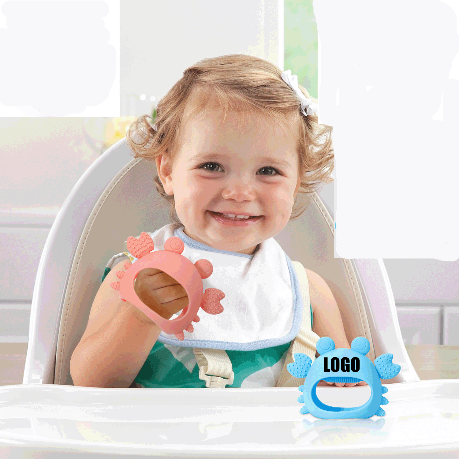 Silicone Hand Wrist Anti-Drop Baby Teether Teething Toys 1