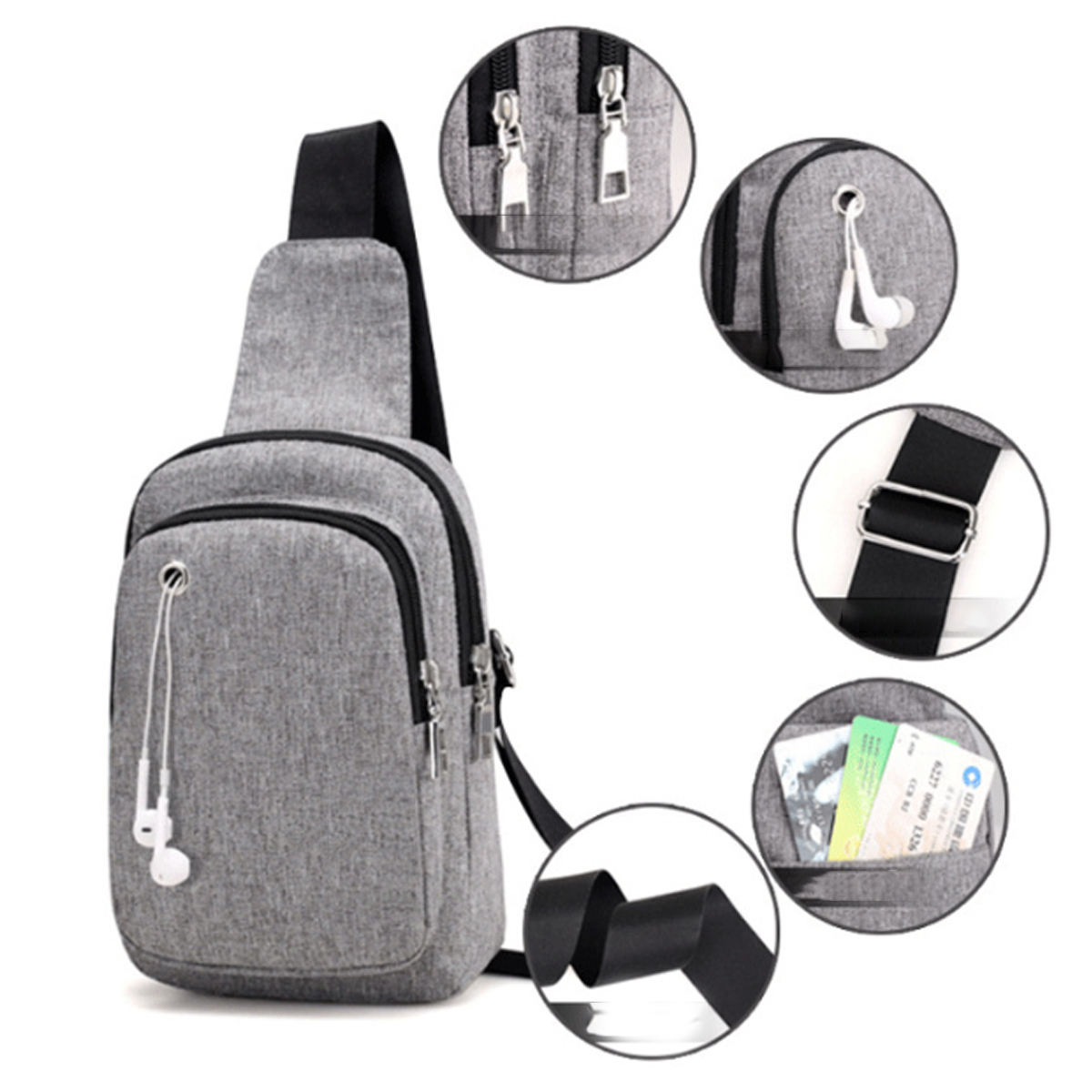 Compact USB Charging Sling Shoulder Bag 5