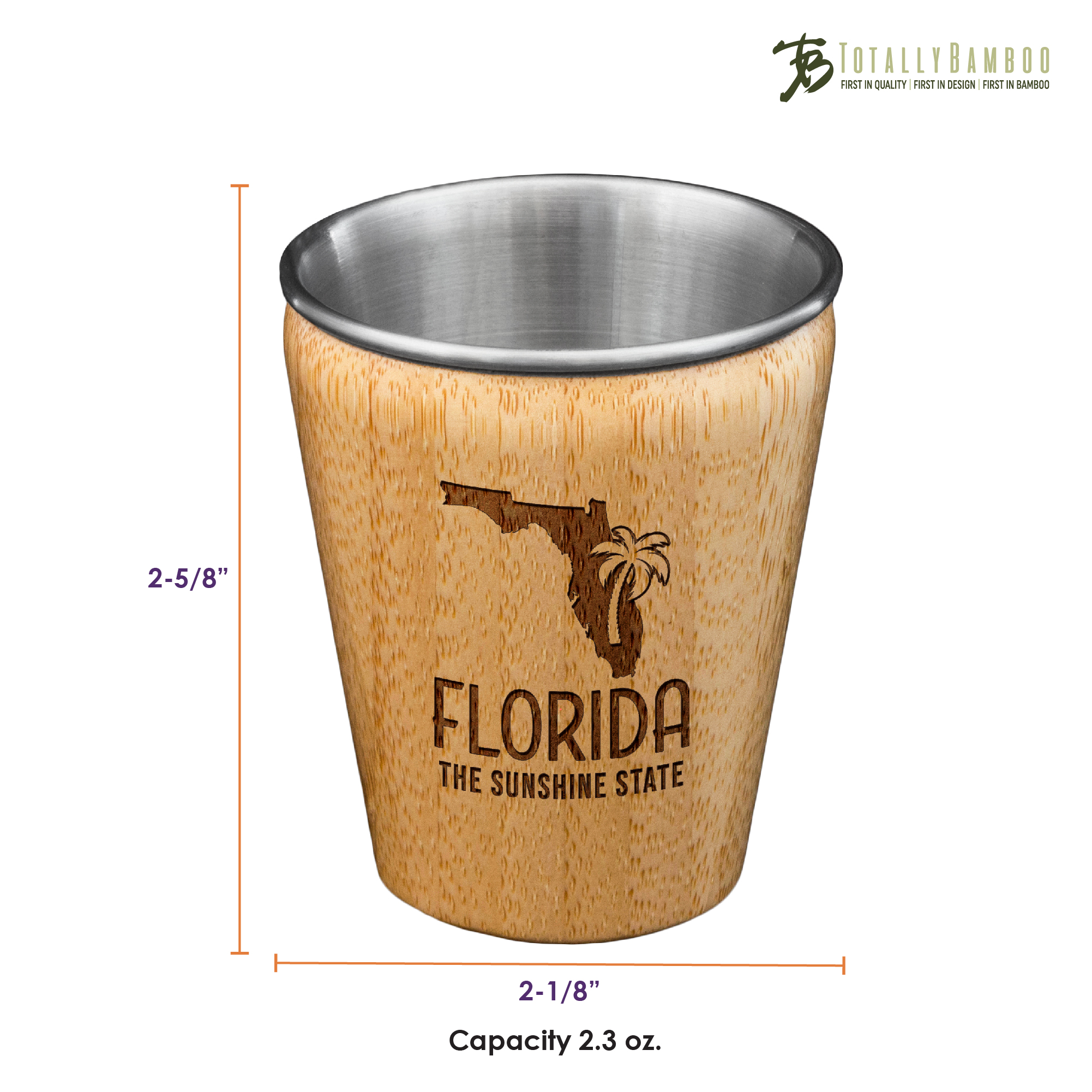 Florida State Bamboo and Stainless Steel Shot Glass 3