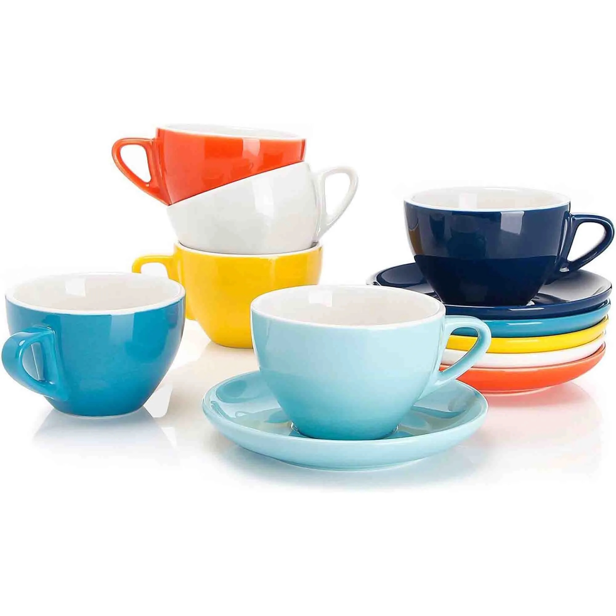10 Oz Ceramic Coffee Cup and Saucer with handle