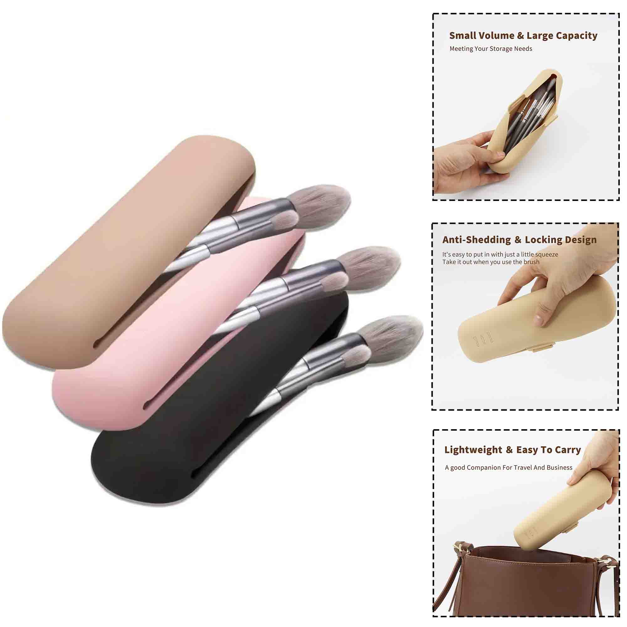 Silicone Makeup Brush Holder with Zipper 2