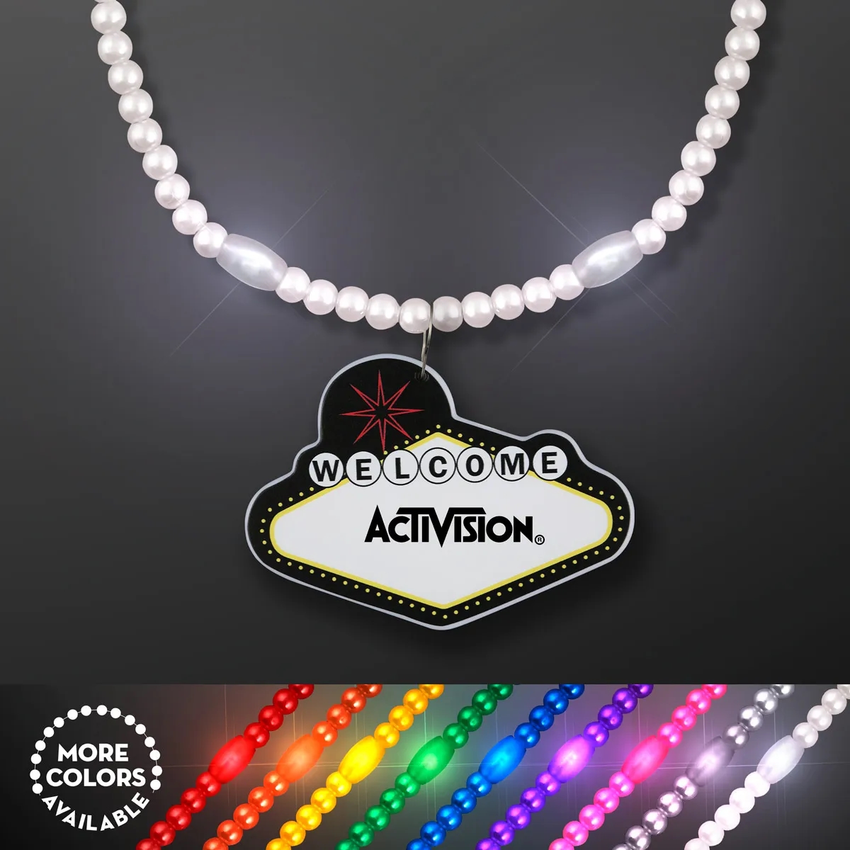 LED Bead Necklace with Las Vegas Medallion 1