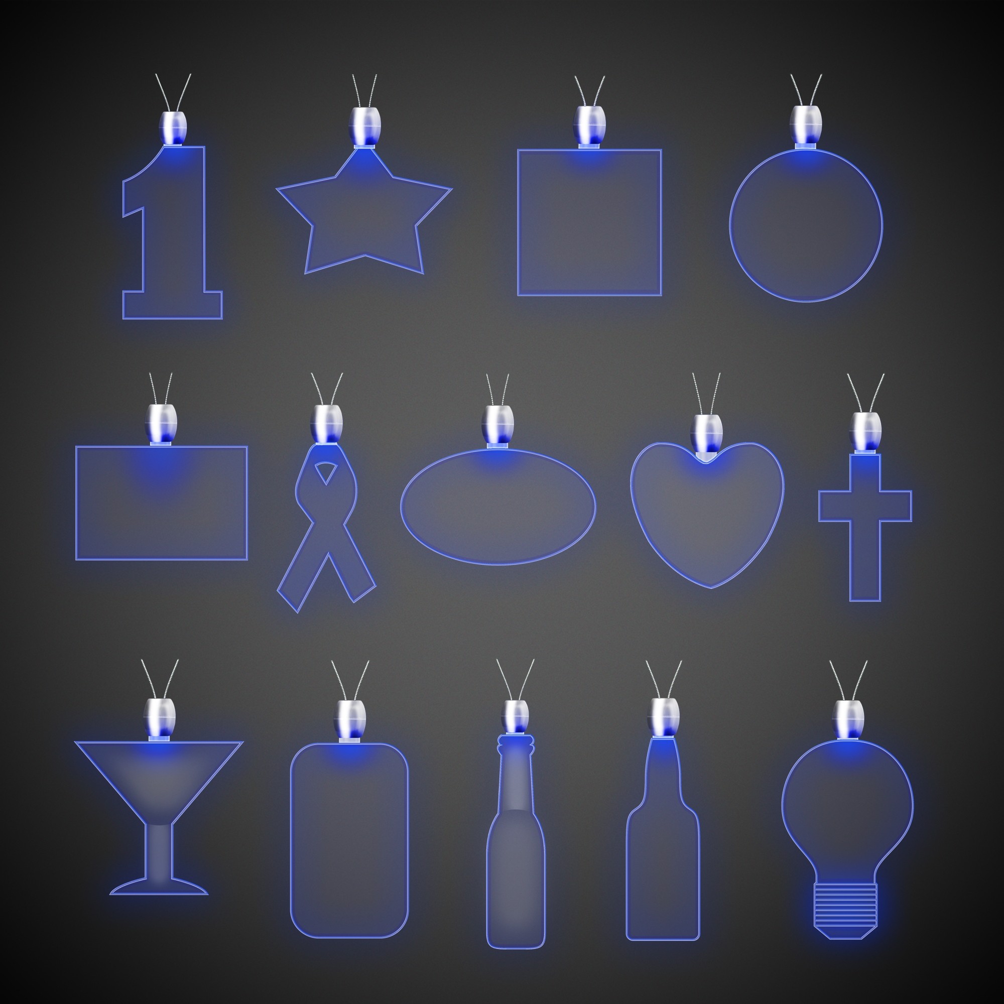 Oval Blue Light-Up Acrylic Pendant Necklace 2