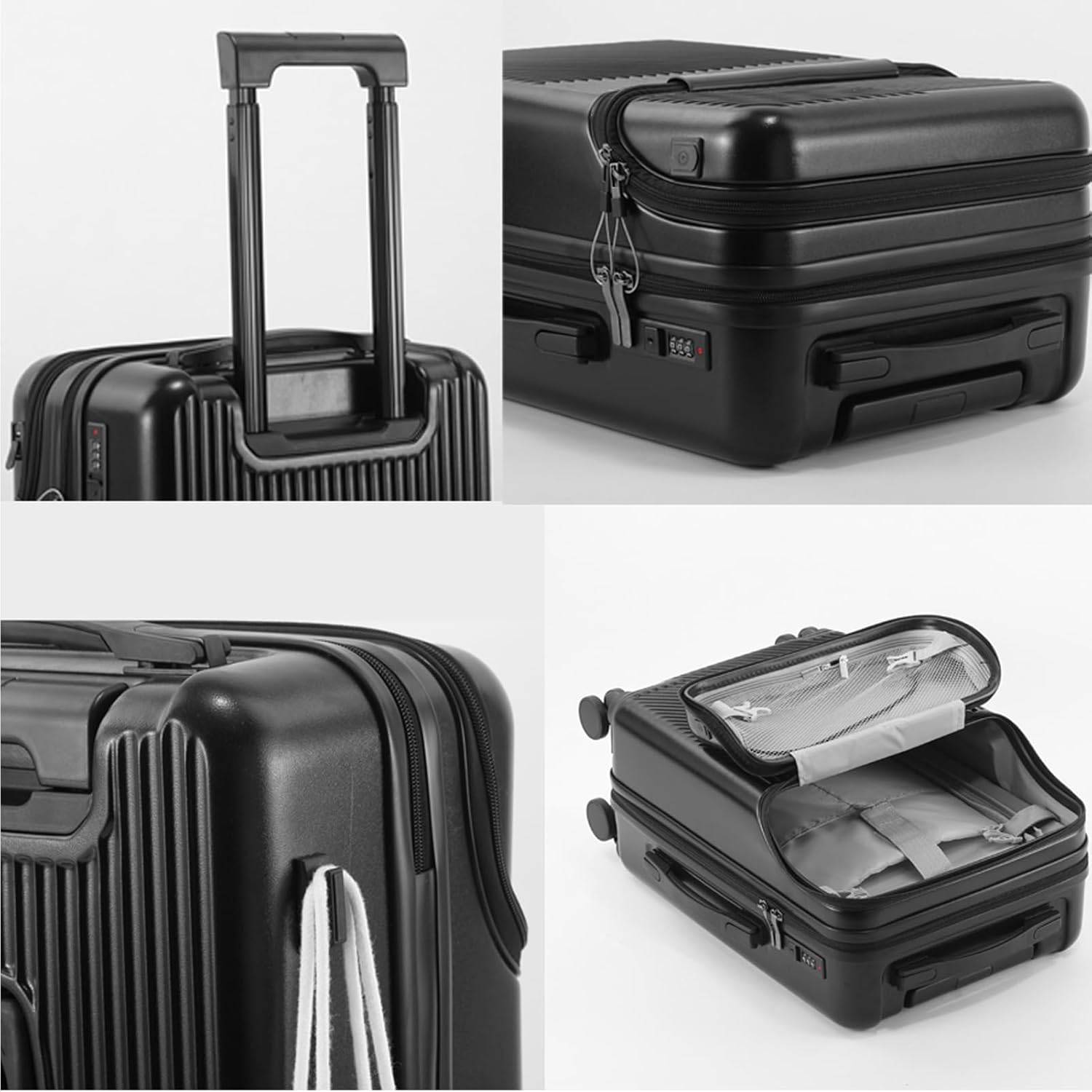 ABS USB Port Travel Suitcase w/ Cup Holder 4