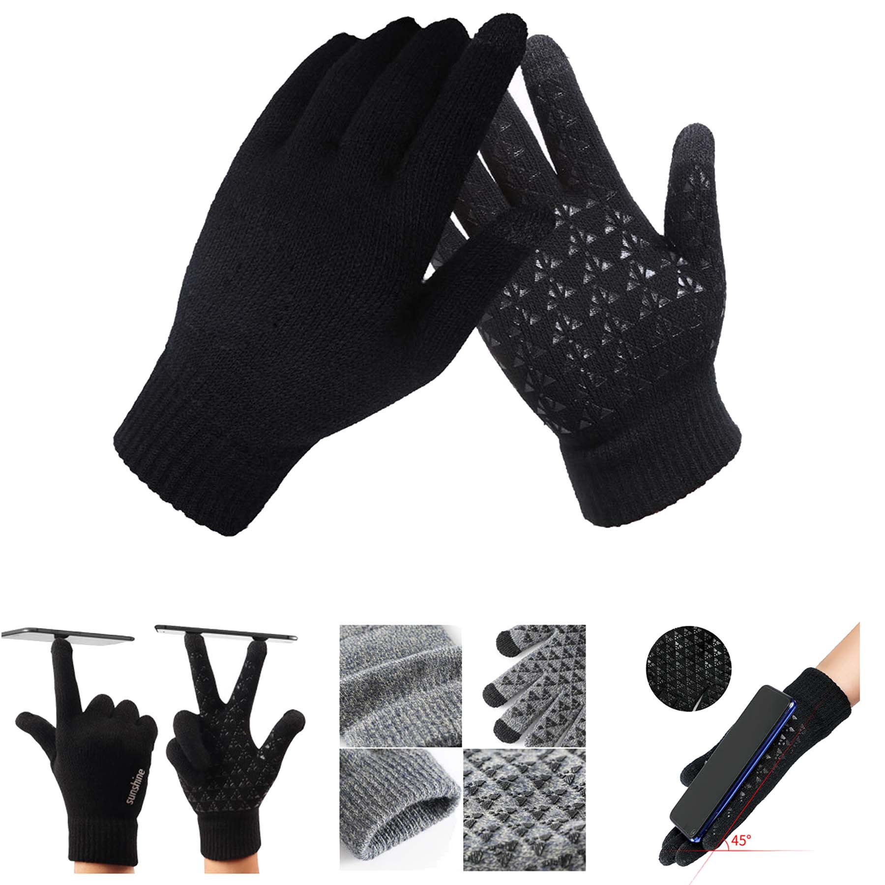 Winter Touchscreen Knitted Anit-slip Gloves Upgrade Thicker & Super Warm 2