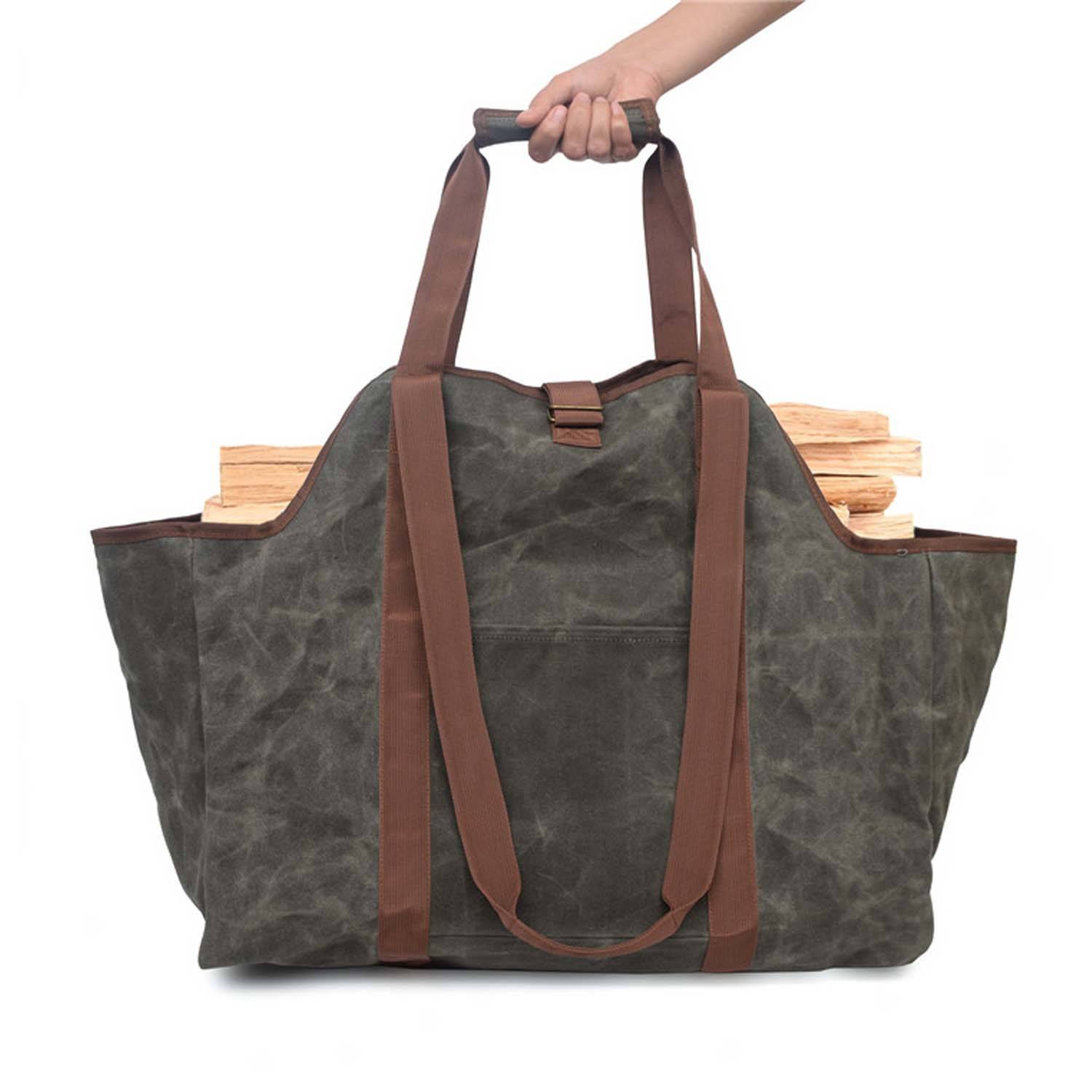 Large Capacity Waxed Canvas Logging Storage Bag 2