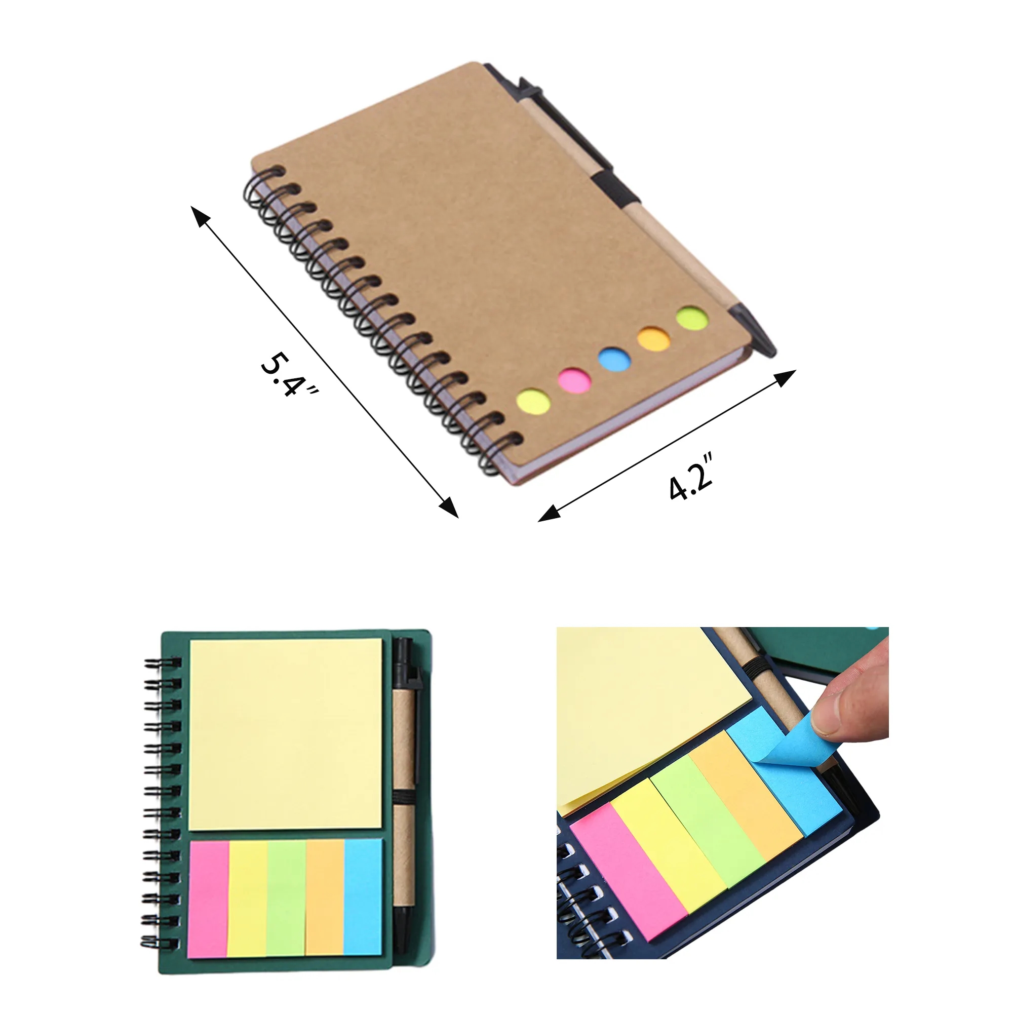 Brown Paper Notebook With Sticky Notes And Pens Moq 50Pcs 3