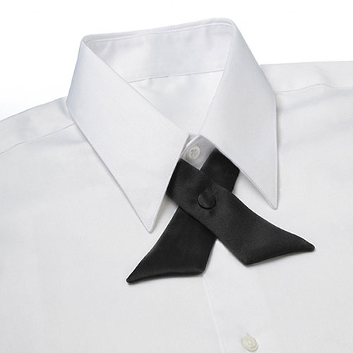Black Polyester Satin Crossover Tie 2