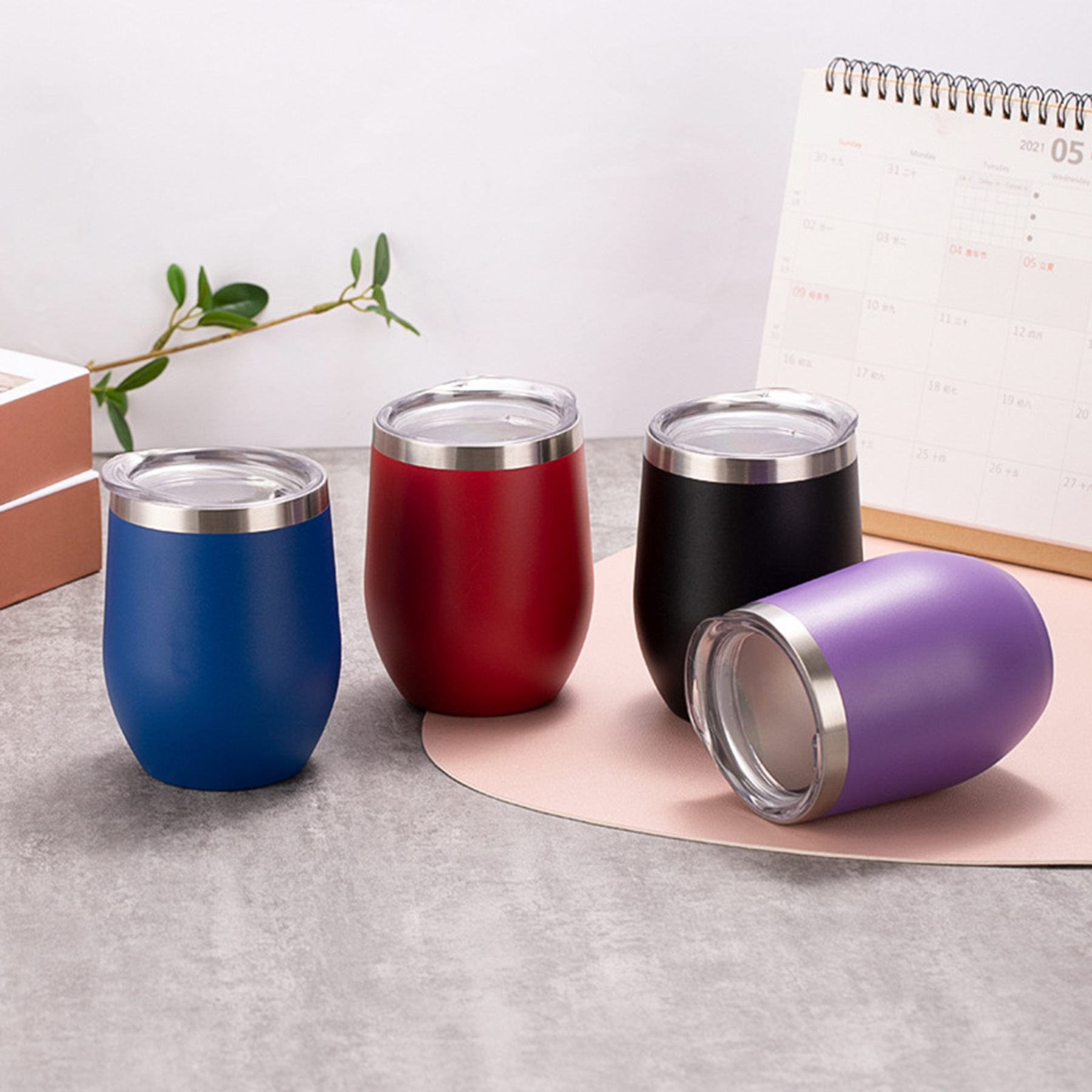 Vacuum Stemless Wine Tumbler With Lid 2