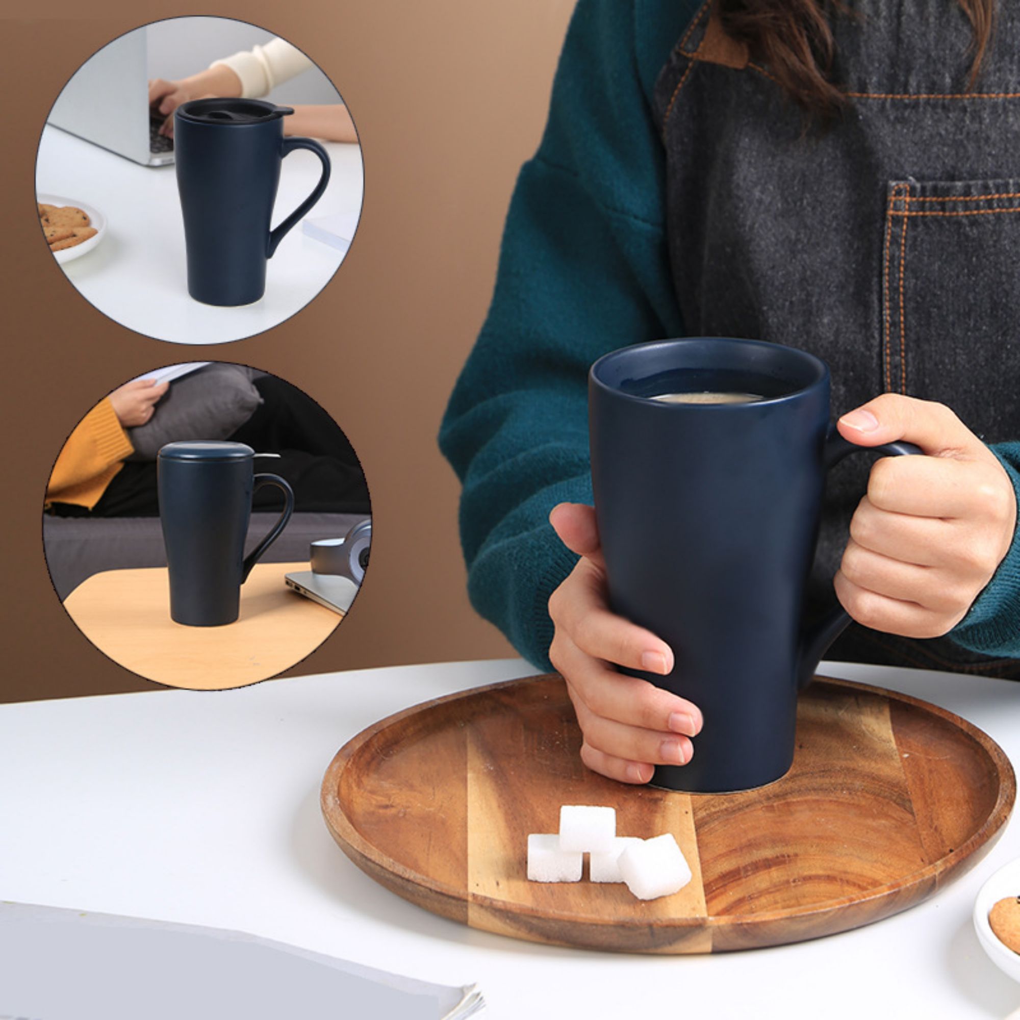 16 oz Large Size Ceramic Mug with Wide Loop Handle 2