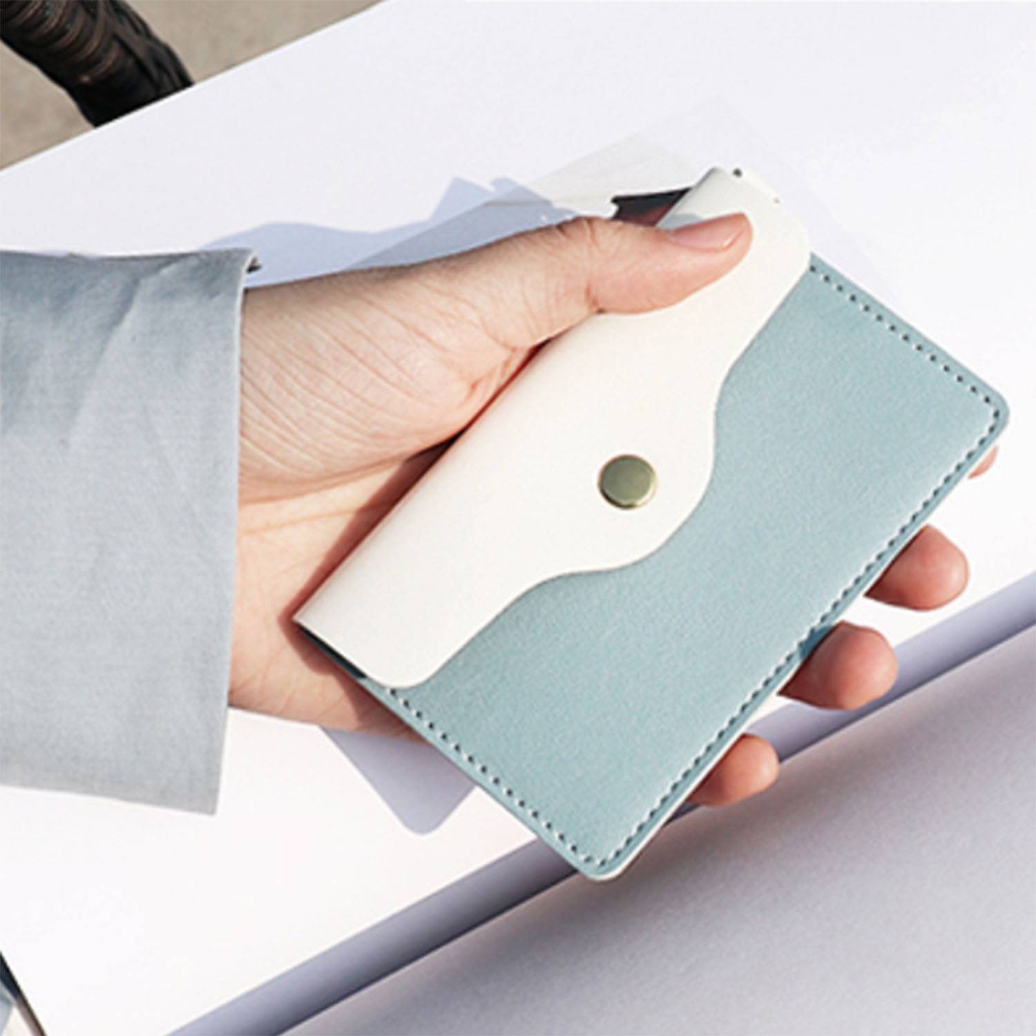 Leather Mini Wallet Card Bag w/ Keychian 6