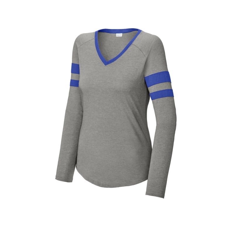 Sport-Tek Women's Halftime Stripe Long Sleeve V-Neck Tee 18