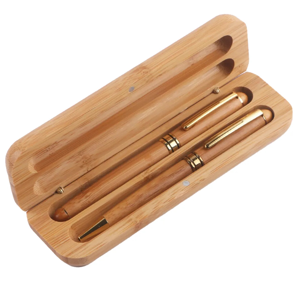 Wooden Bamboo Set Ballpoint Signature Pen Craft Gift Box 2