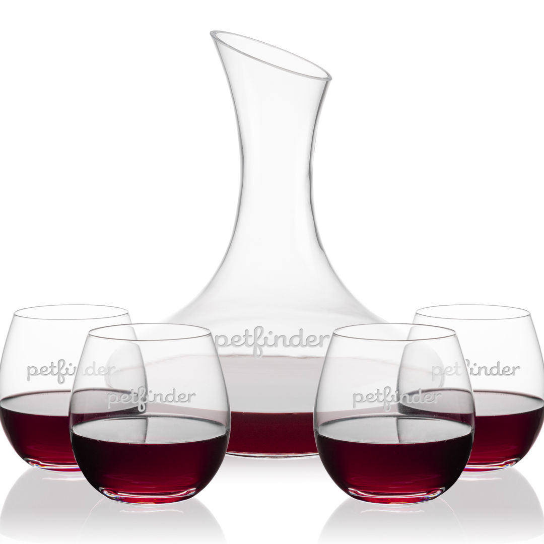Hampton Carafe & Redmond Stemless Wine 4