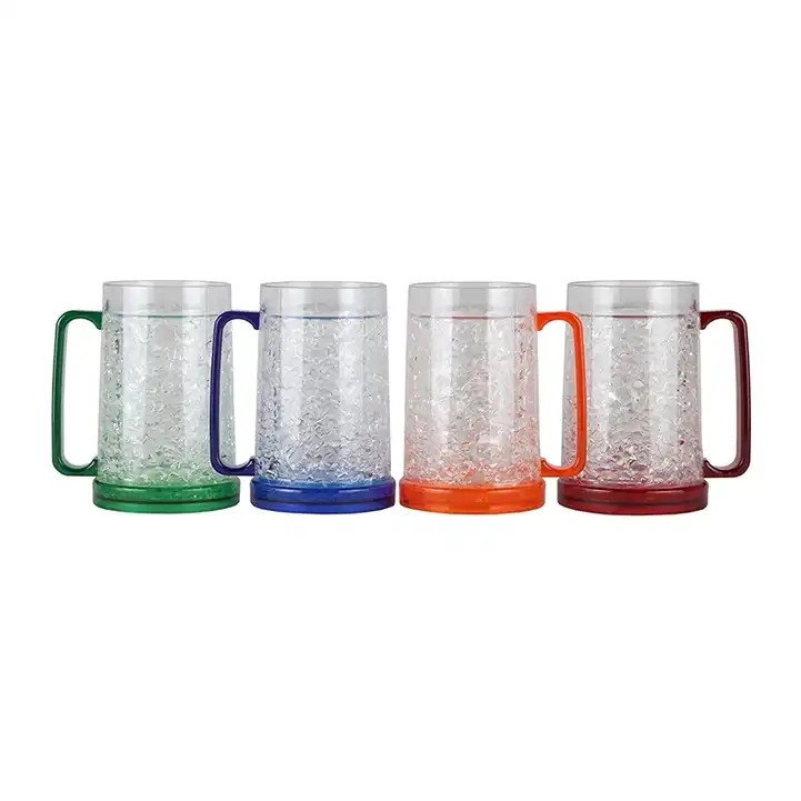 Gel Freezer 16oz Double Walled Beer Mugs with Handles 5