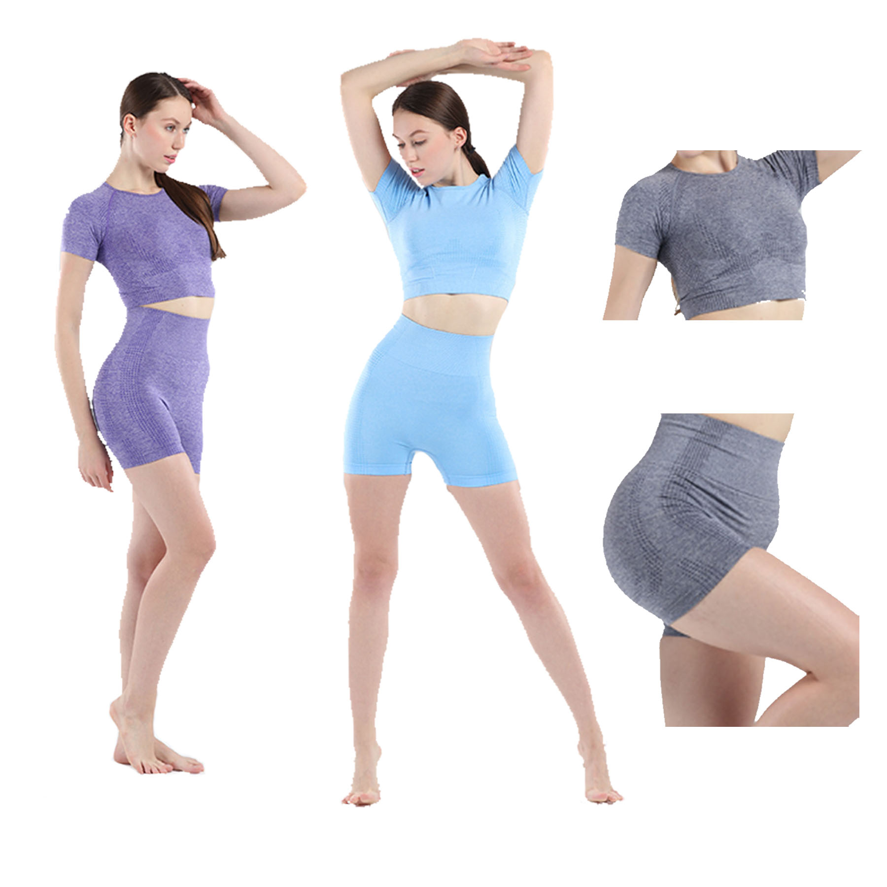 Women Sports Yoga Workout High Waist Tight 2Pcs Outfit Set 1