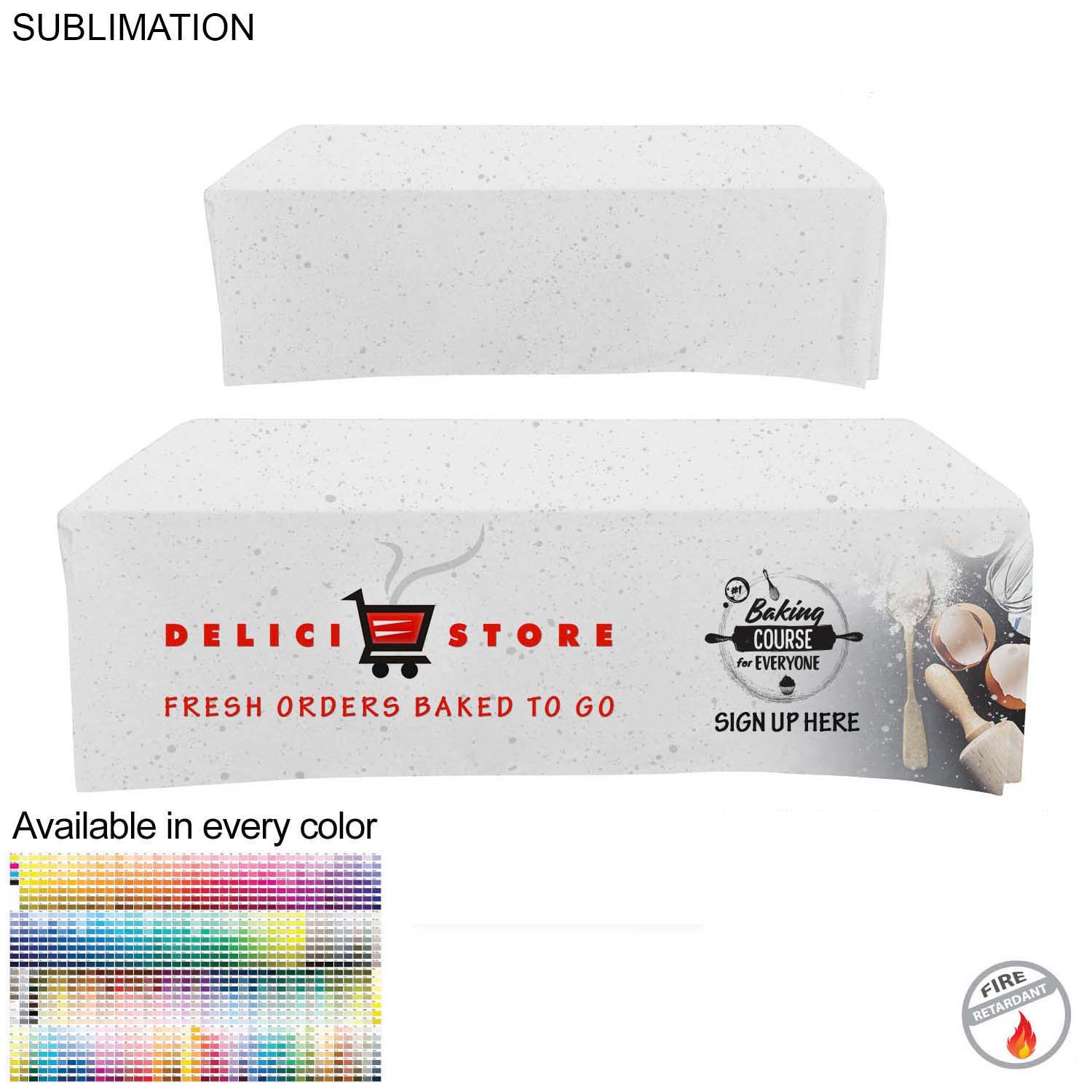 Sublimated Box Style Fitted Tablecloth for 8' Table, 4 sided, Closed back 3
