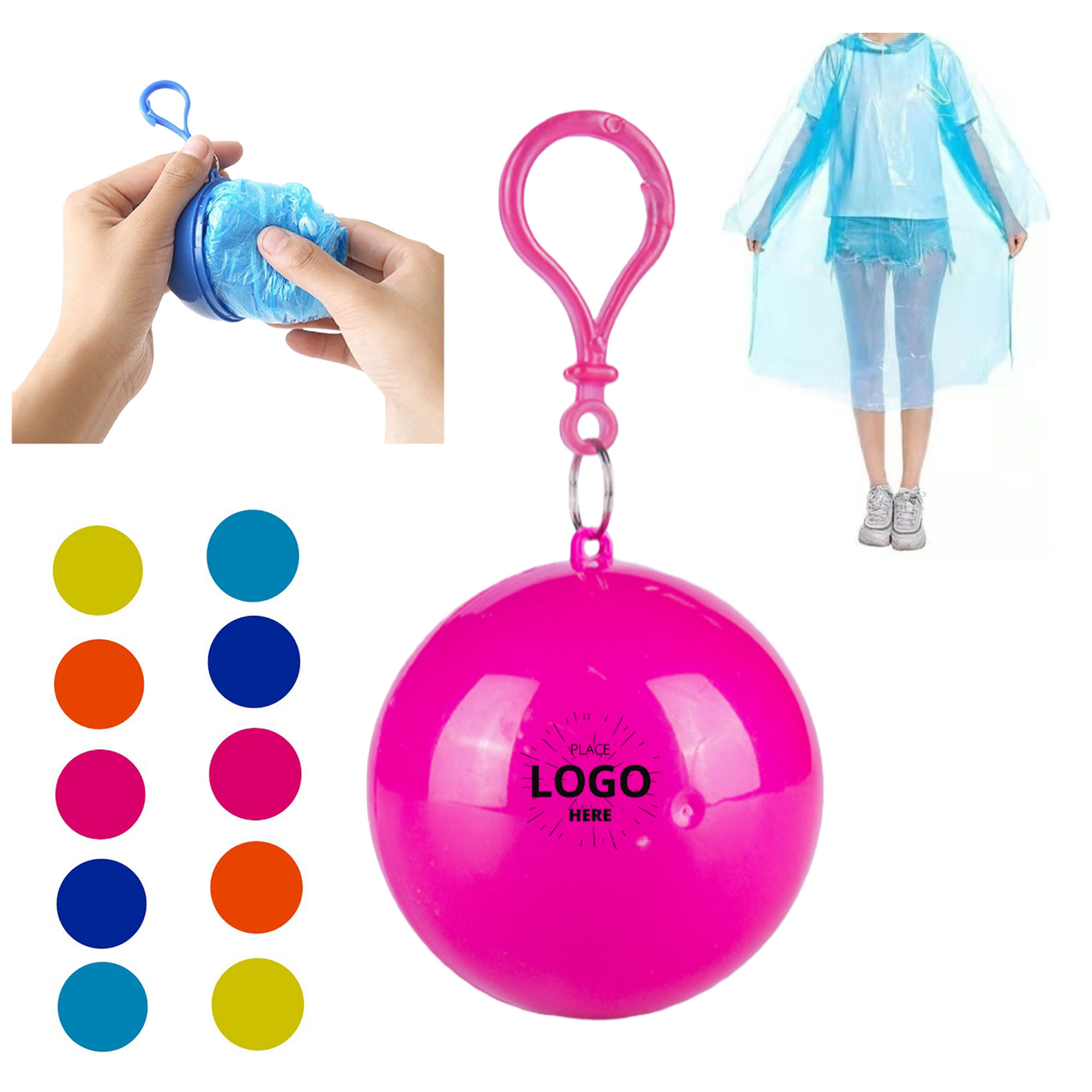 Portable Disposable Emergency Rain Poncho with Ball Case 3