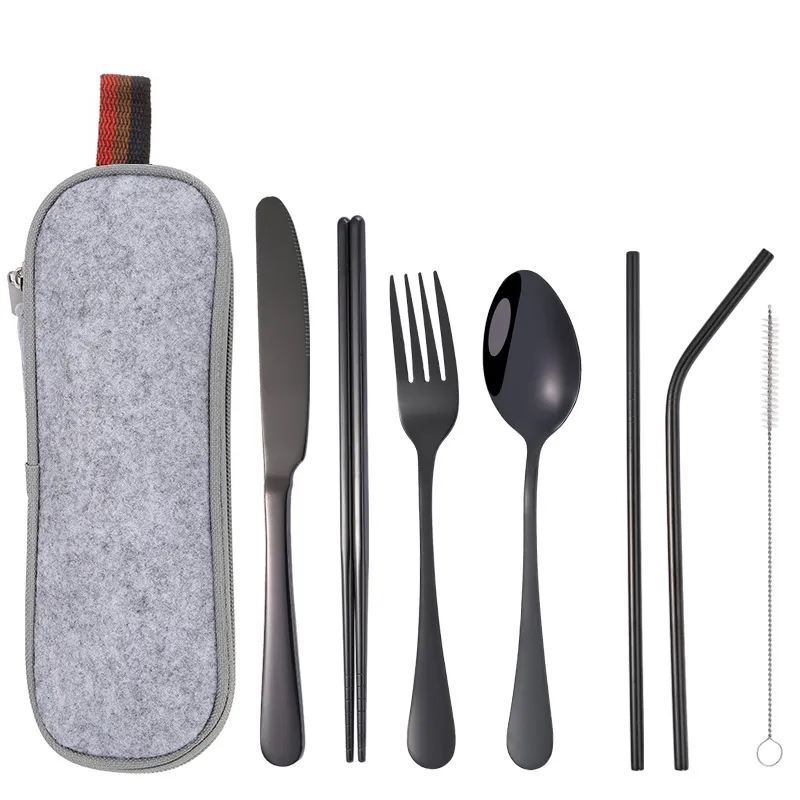 Reusable Stainless steel cutlery set with case 2