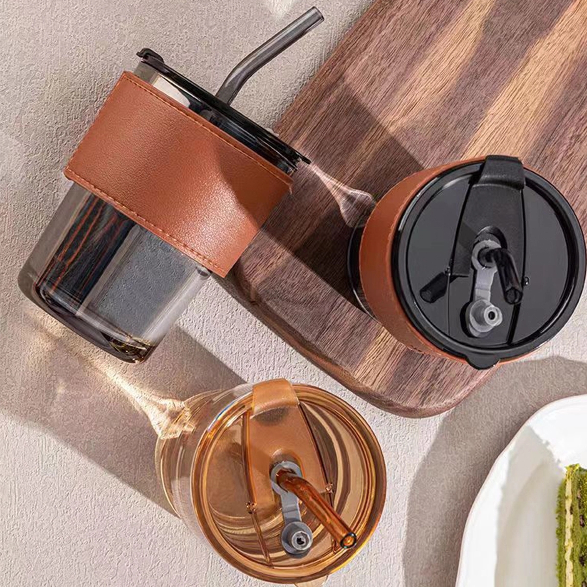14 Oz Glass Tumbler With Straw And Lid 3