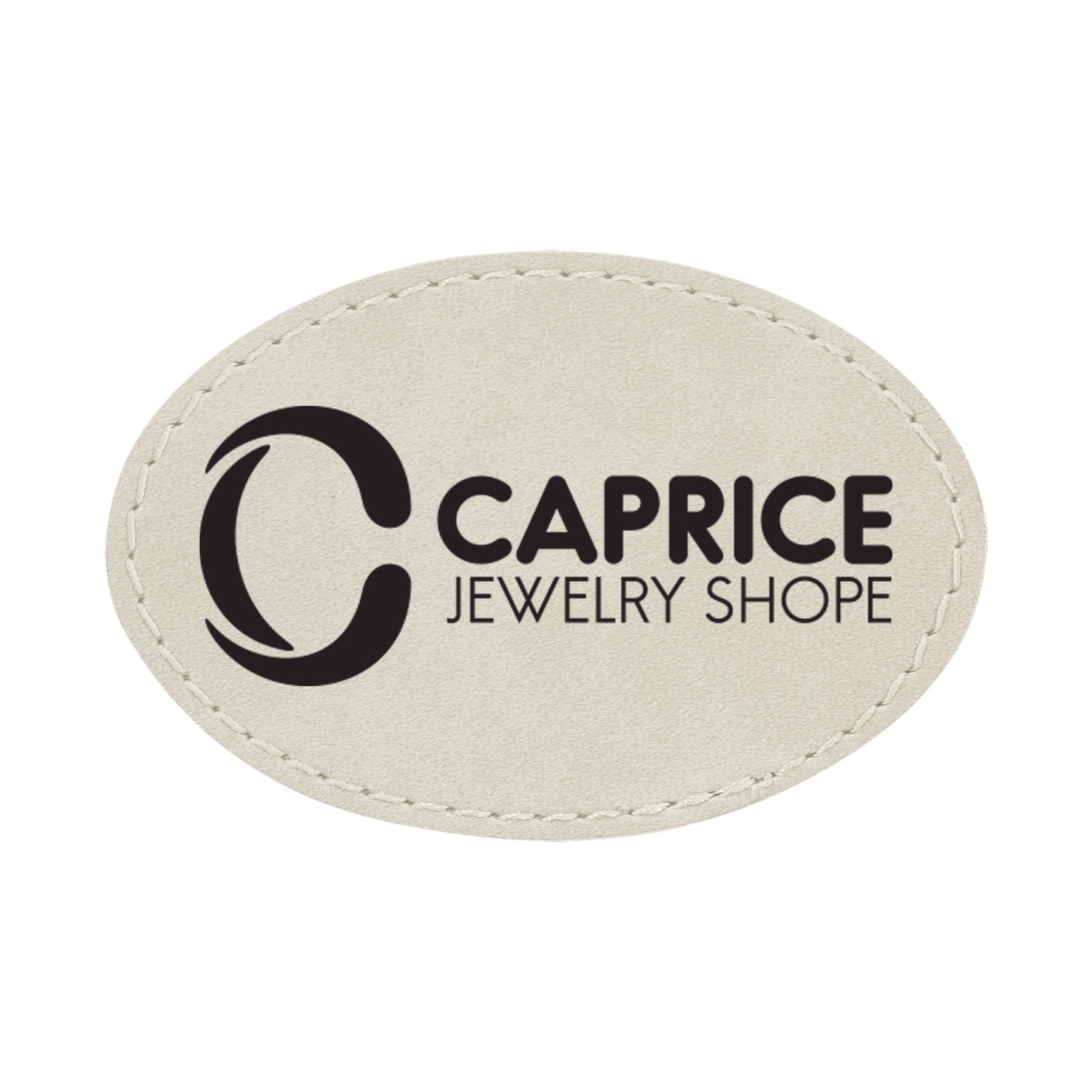 3" x 2" White Leatherette Oval Patch with Adhesive