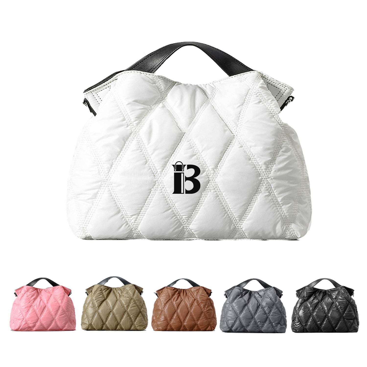 Simple Solid Color Down-Filled Tote Cotton Handbag, custom tote bag with logo imprint 1