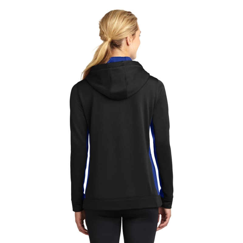 Sport-Tek Women's Sport-Wick Fleece Colorblock Hooded Pullover. 41