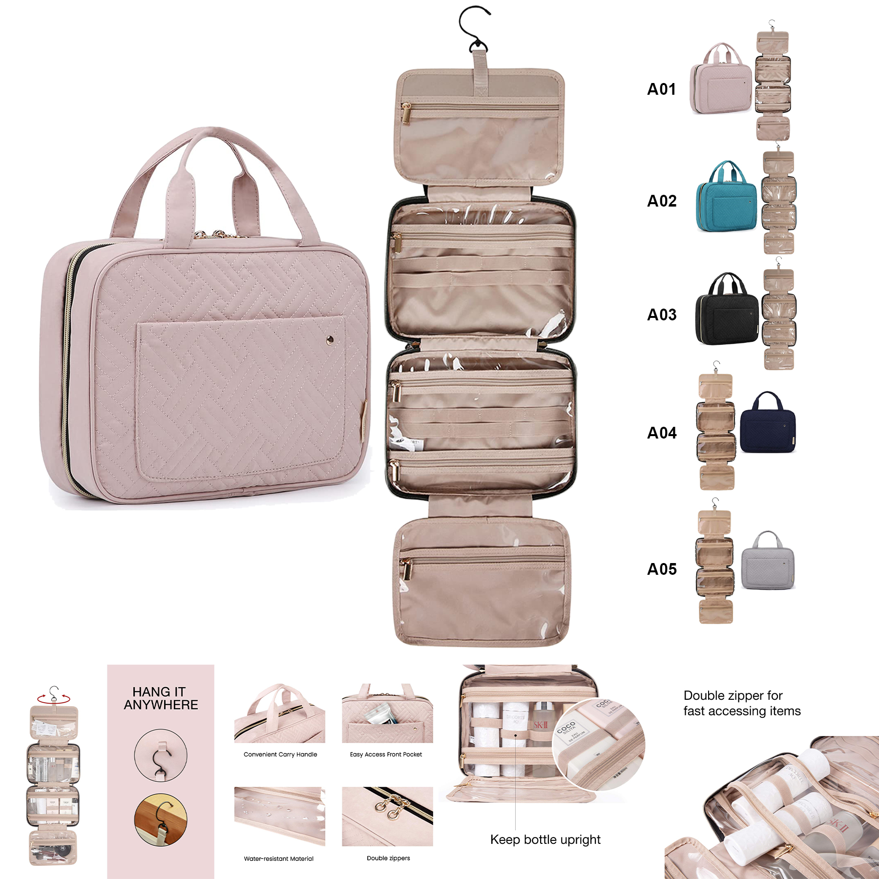 Toiletry Bag Travel Bag with Hanging Hook 2