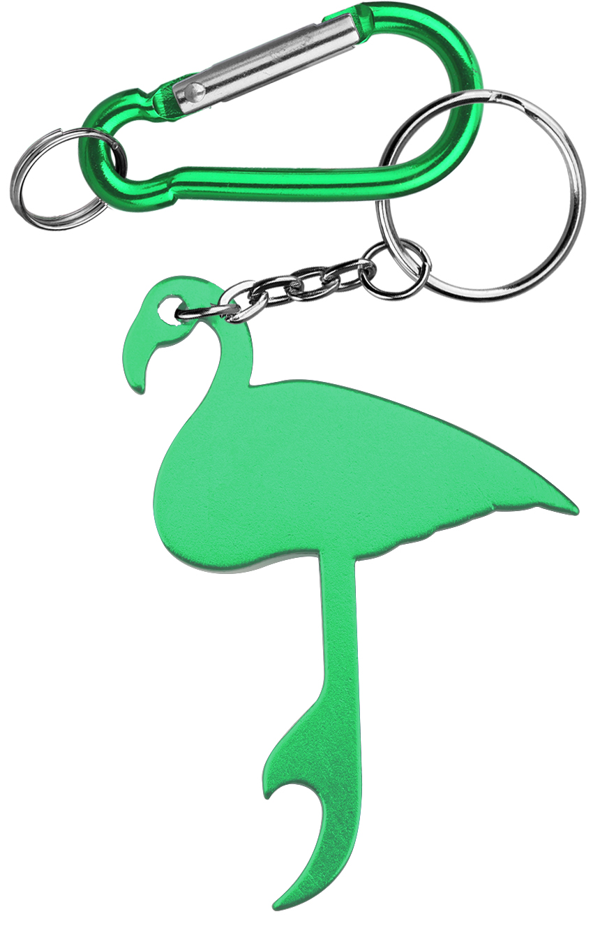 Flamingo Shaped Aluminum Bottle Opener with Key Chain & Carabiner 2