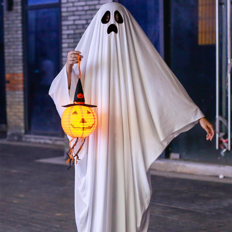 Halloween White Ghost Cloak Costume for Adult Kids Cosplay 4