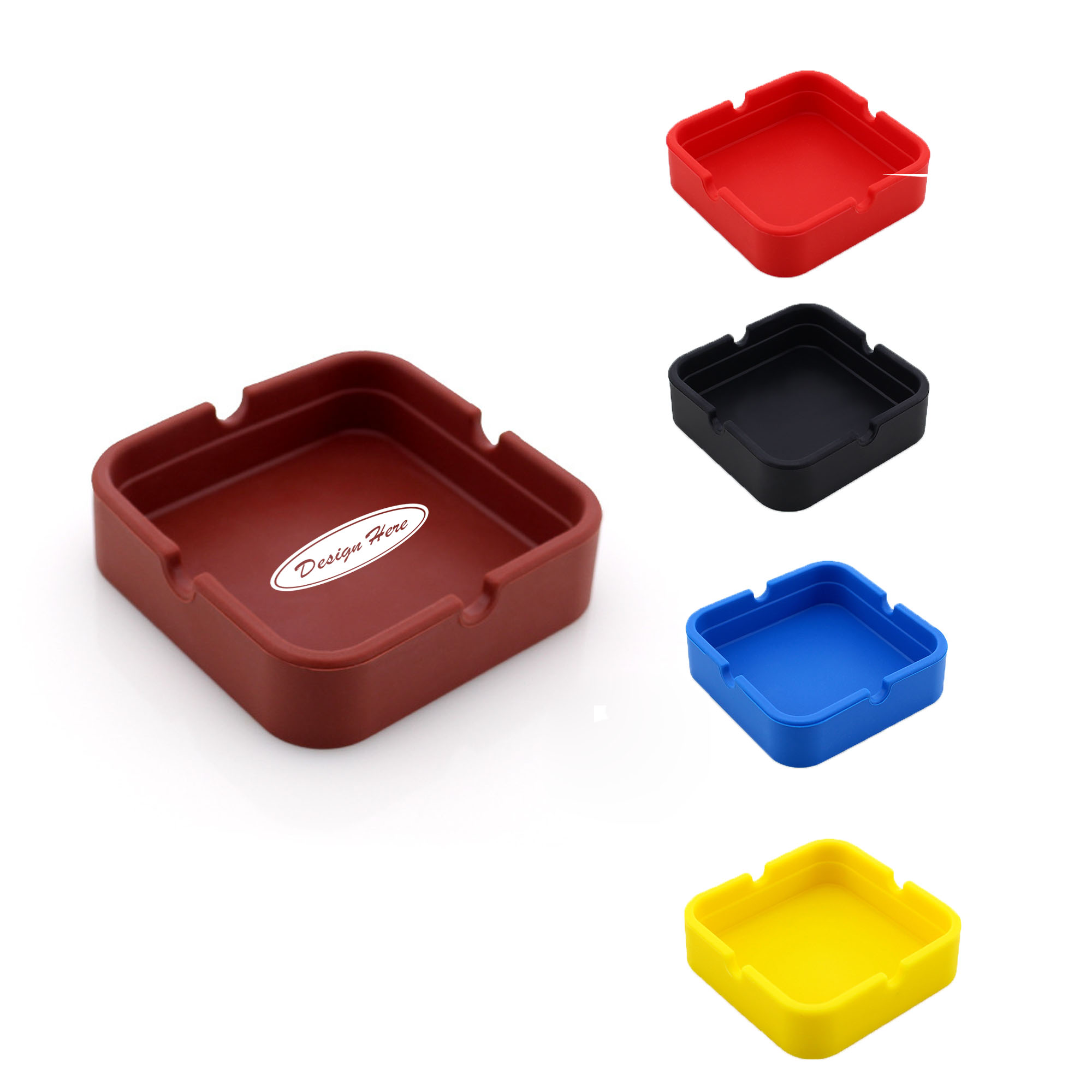 Durable Silicone Drop-Proof Square Ashtray for Safe Use 5